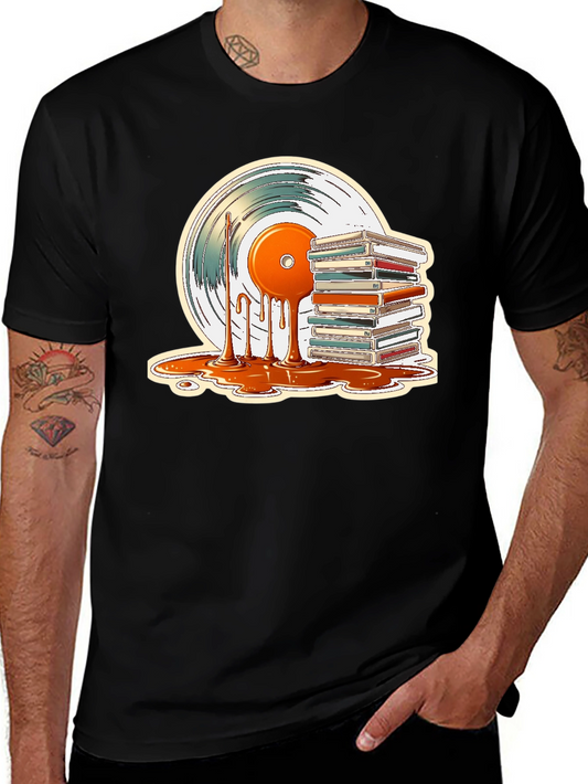Retro Vinyl & Cassette Tape Graphic T-Shirt - Music Lover Tee