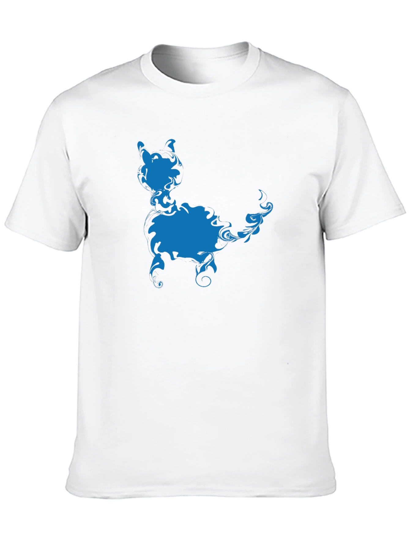 Blue Cat Silhouette Black T-Shirt