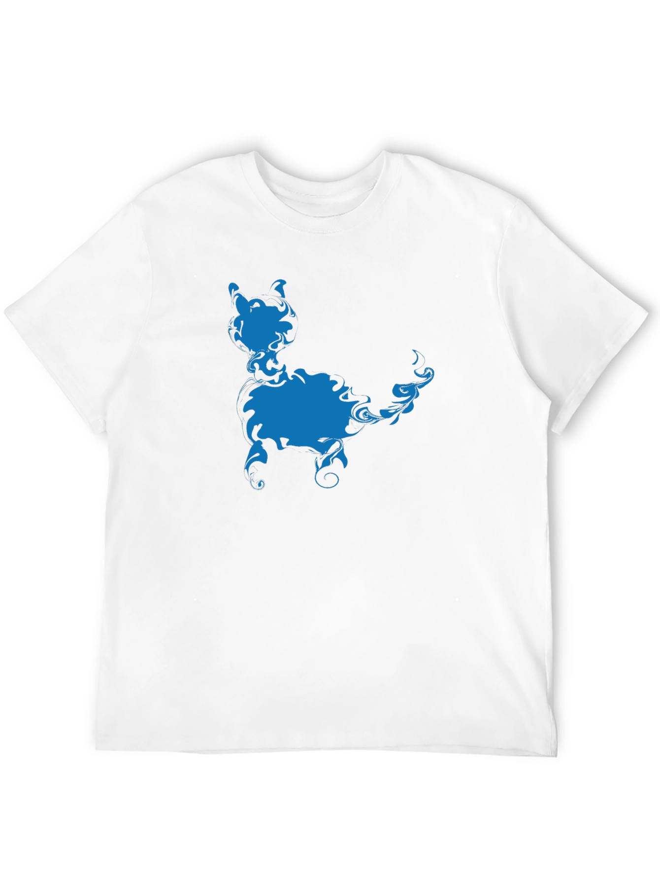 Blue Cat Silhouette Black T-Shirt