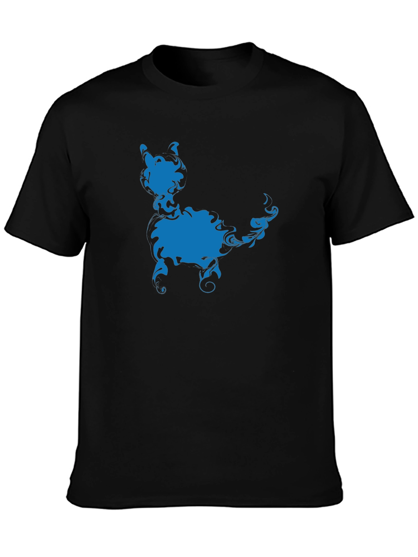 Blue Cat Silhouette Black T-Shirt