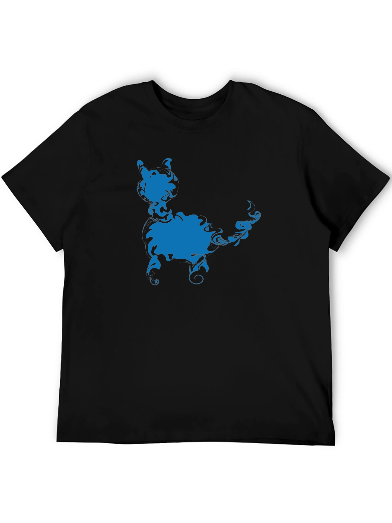 Blue Cat Silhouette Black T-Shirt