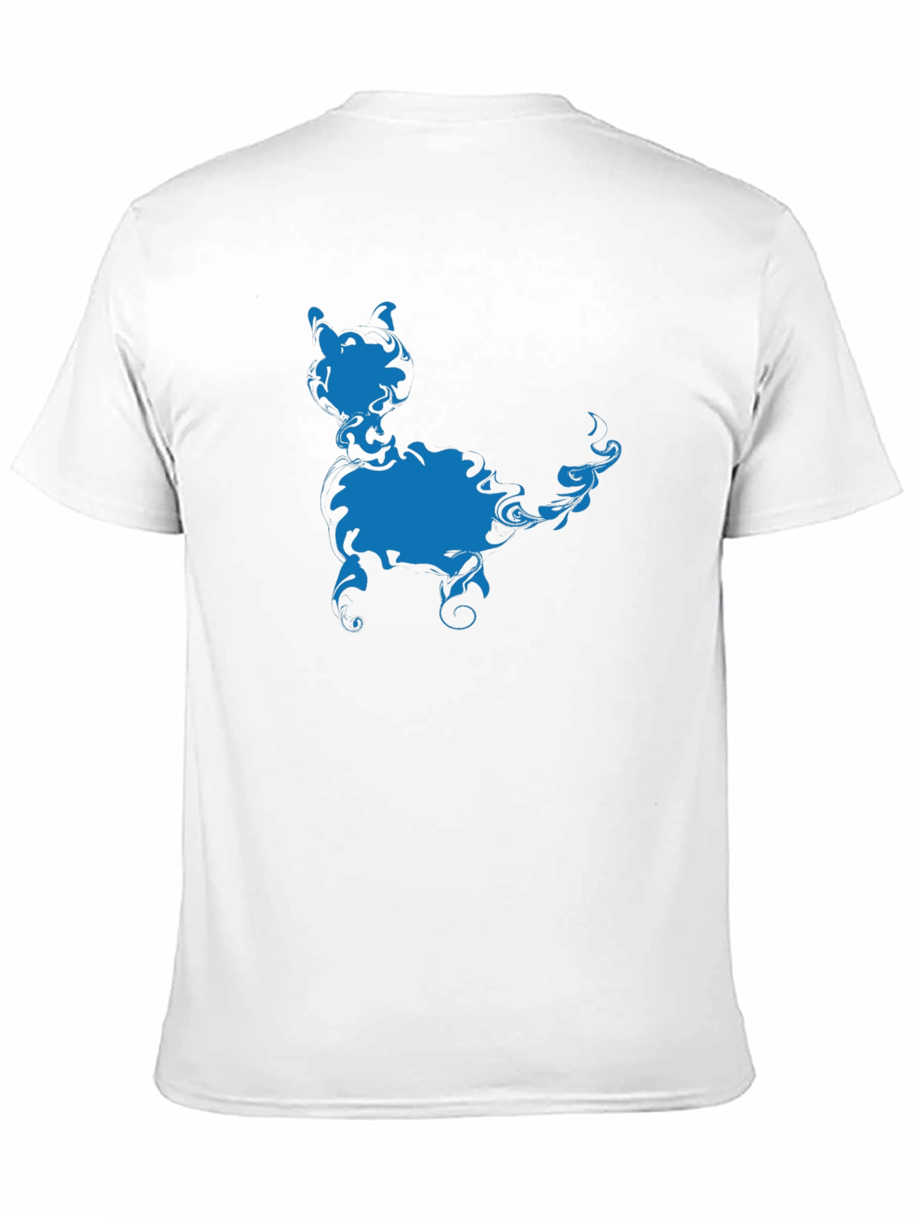 Blue Cat Silhouette Black T-Shirt