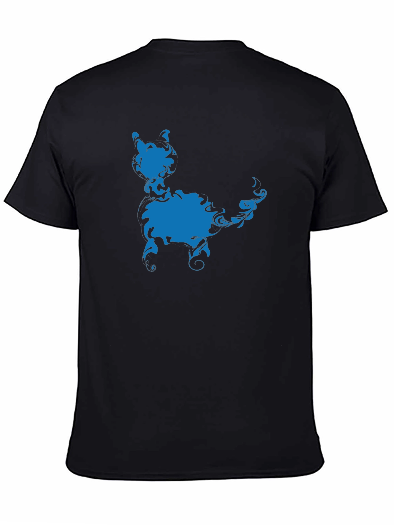 Blue Cat Silhouette Black T-Shirt
