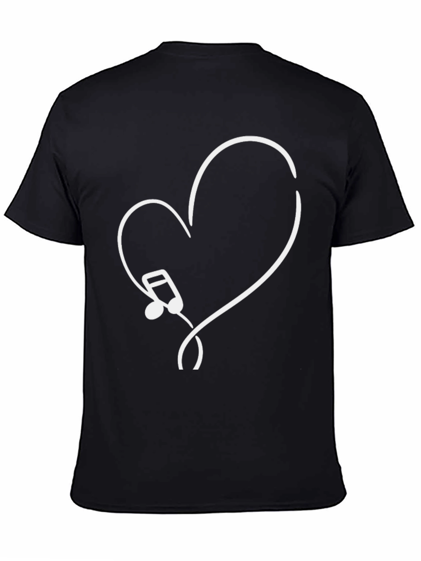 Music Note Heart Graphic Tee - Black Cotton T-Shirt