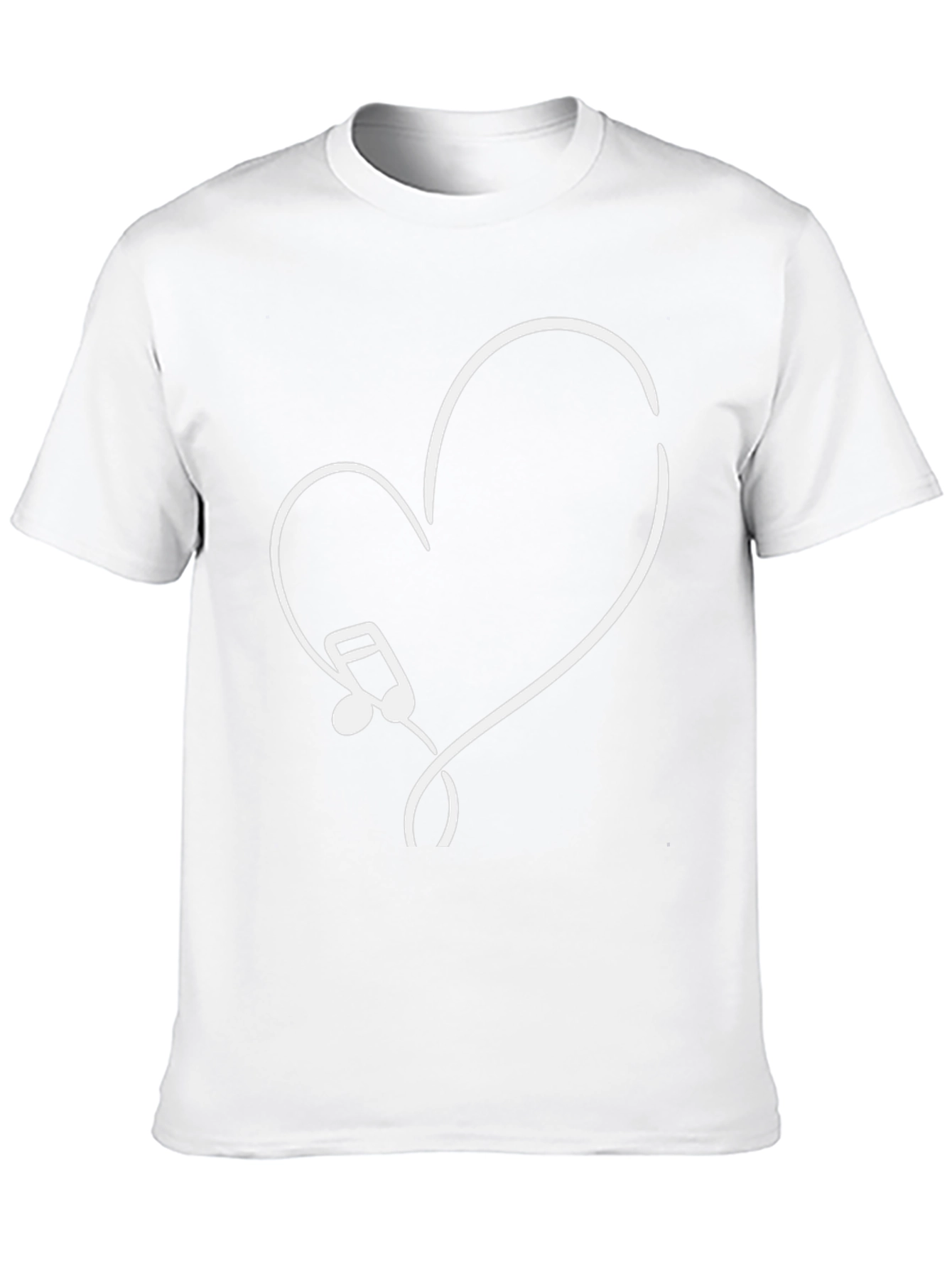 Music Note Heart Graphic Tee - Black Cotton T-Shirt