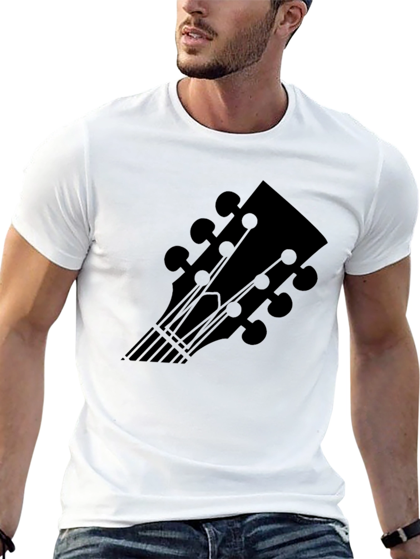Guitar Headstock Graphic Black Tee