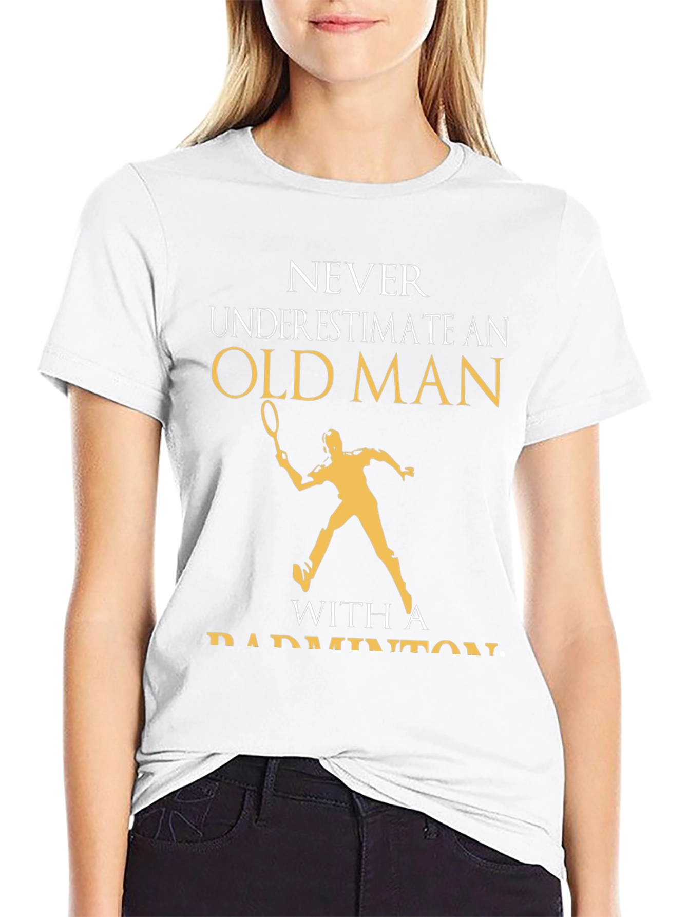 Old Man Badminton T-Shirt Funny Gift