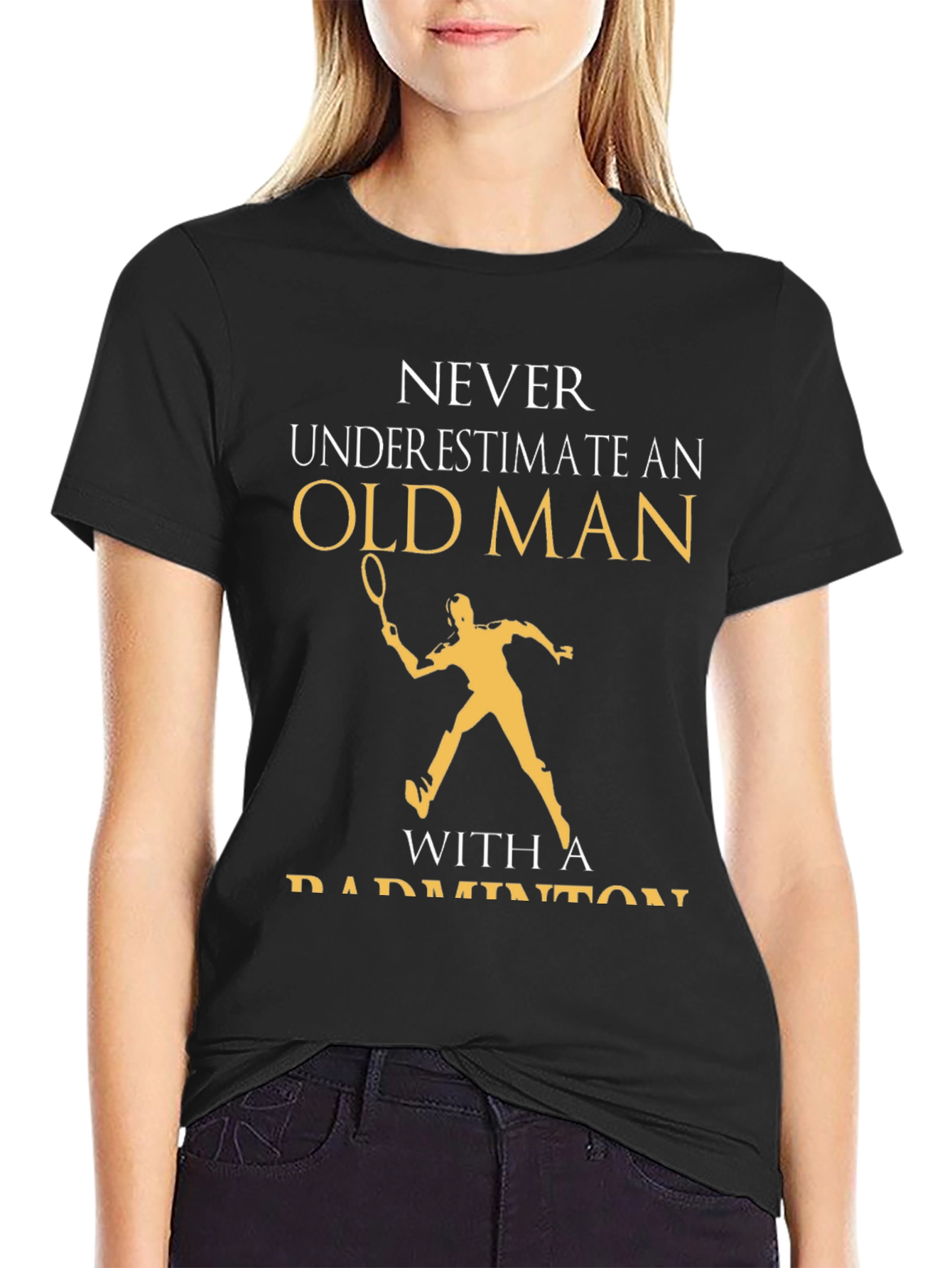 Old Man Badminton T-Shirt Funny Gift
