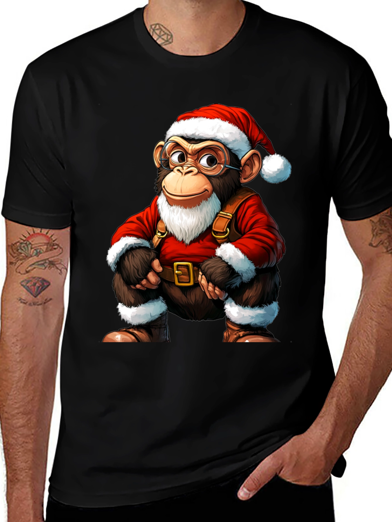 Santa Monkey T-Shirt - Holiday Cheer