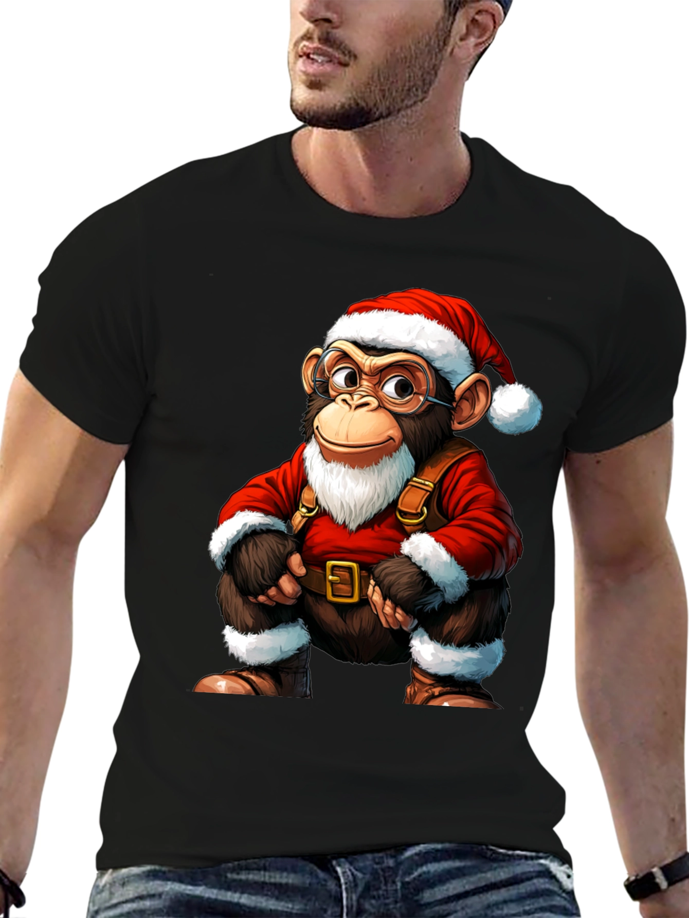 Santa Monkey T-Shirt - Holiday Cheer