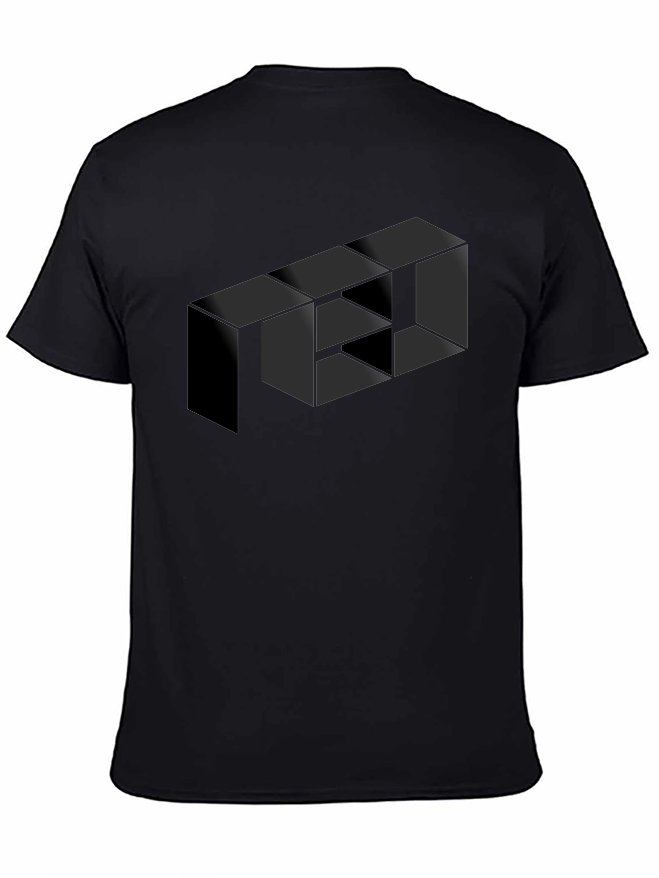 Optical Illusion Geometric Box Black T-Shirt