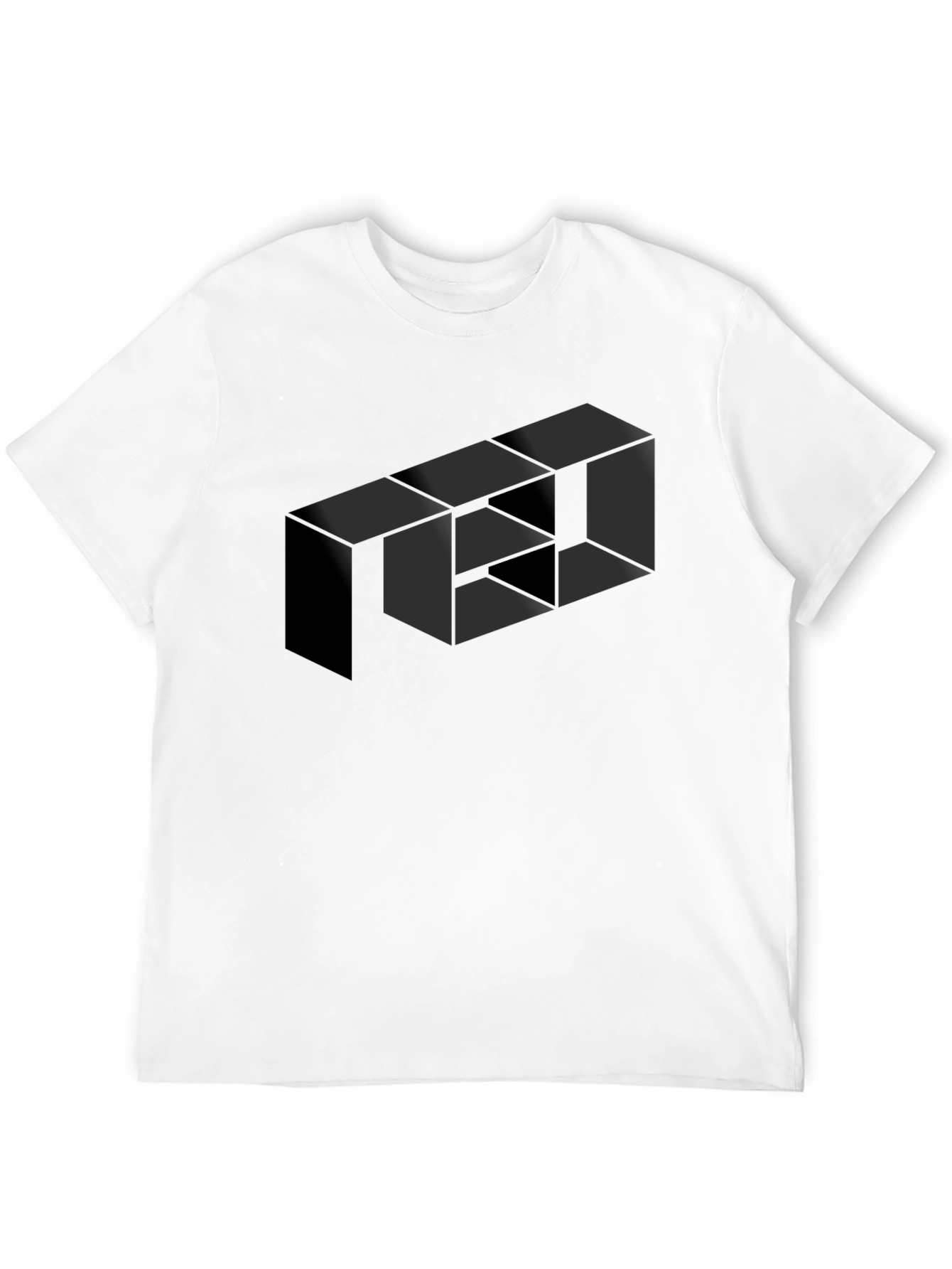 Optical Illusion Geometric Box Black T-Shirt