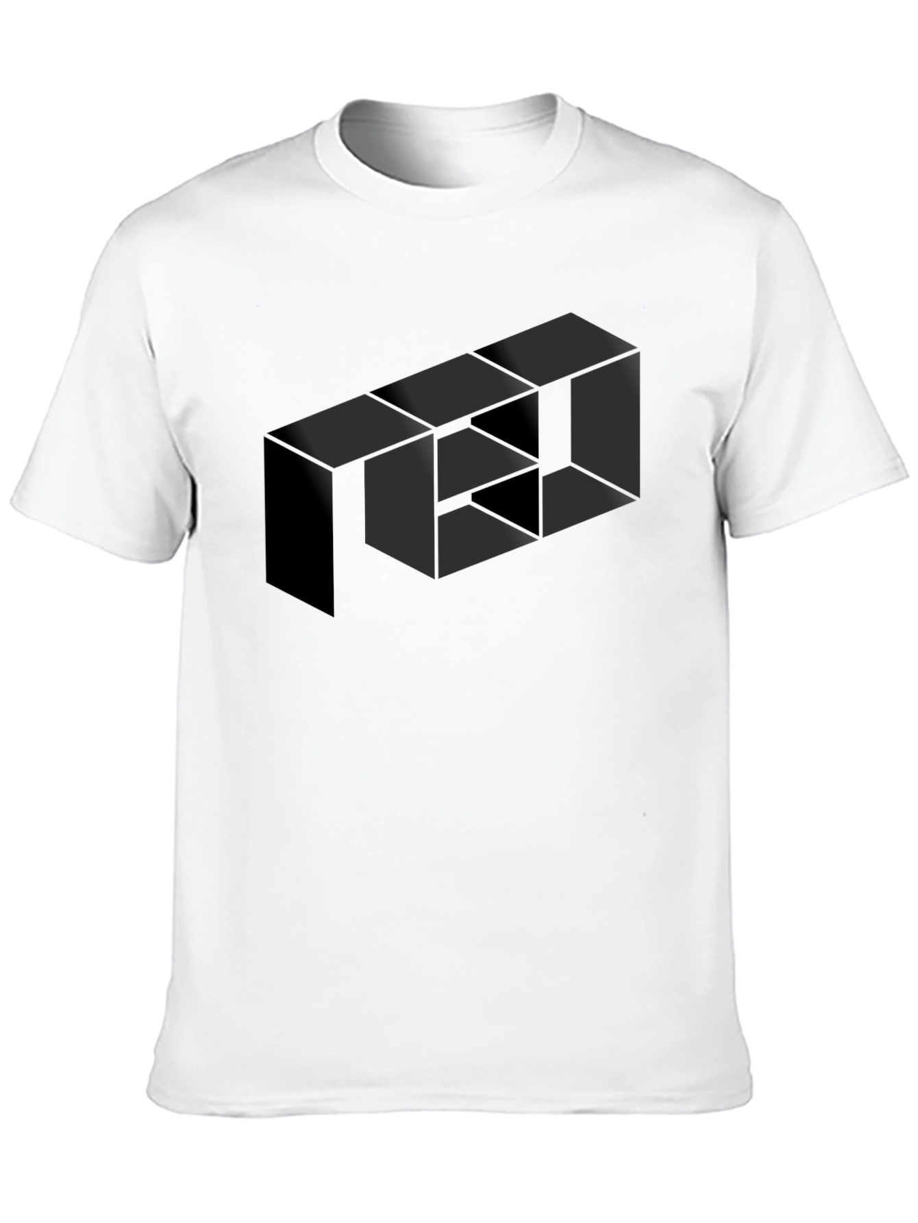 Optical Illusion Geometric Box Black T-Shirt