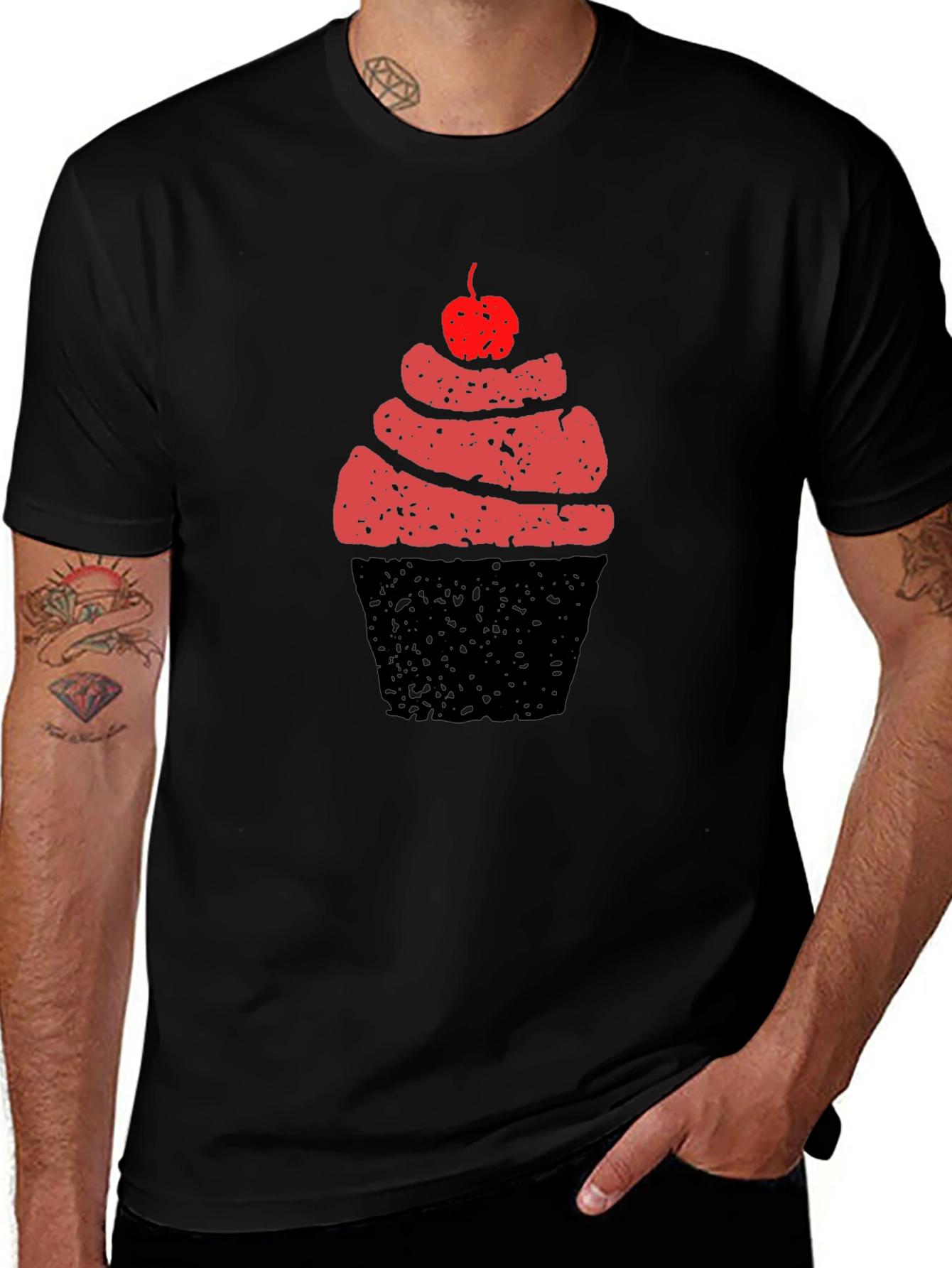 Cupcake Graphic Tee - Black Cotton T-Shirt