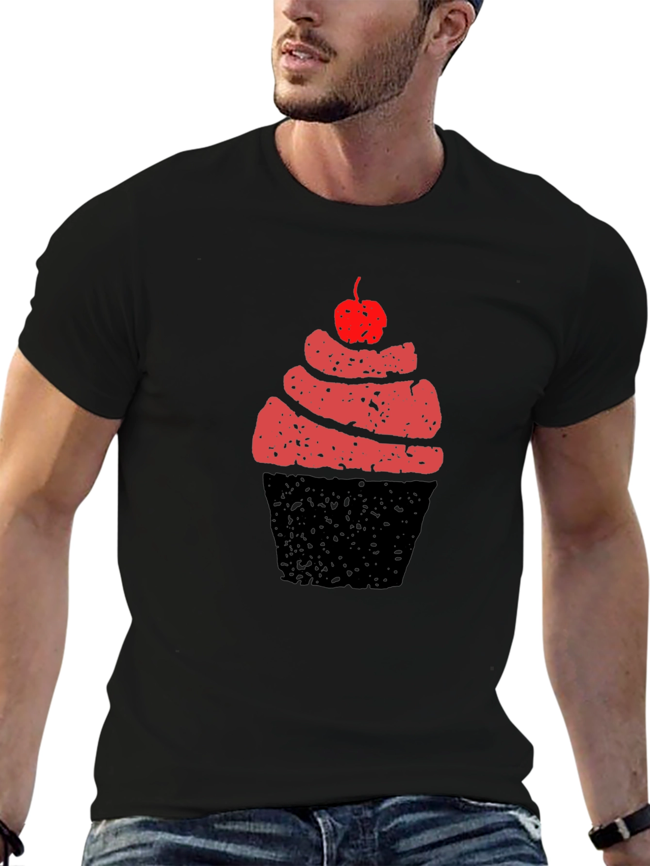 Cupcake Graphic Tee - Black Cotton T-Shirt