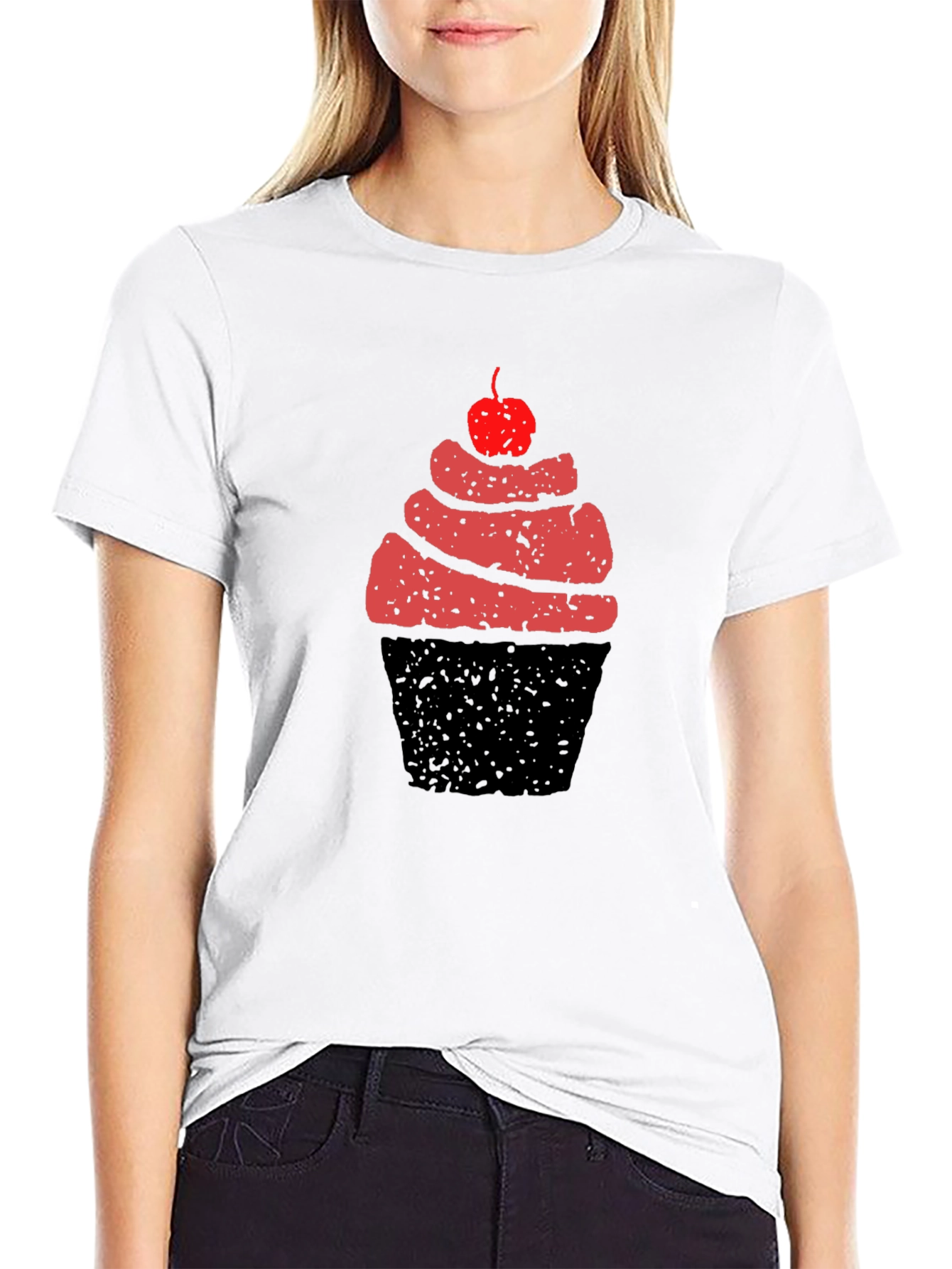 Cupcake Graphic Tee - Black Cotton T-Shirt