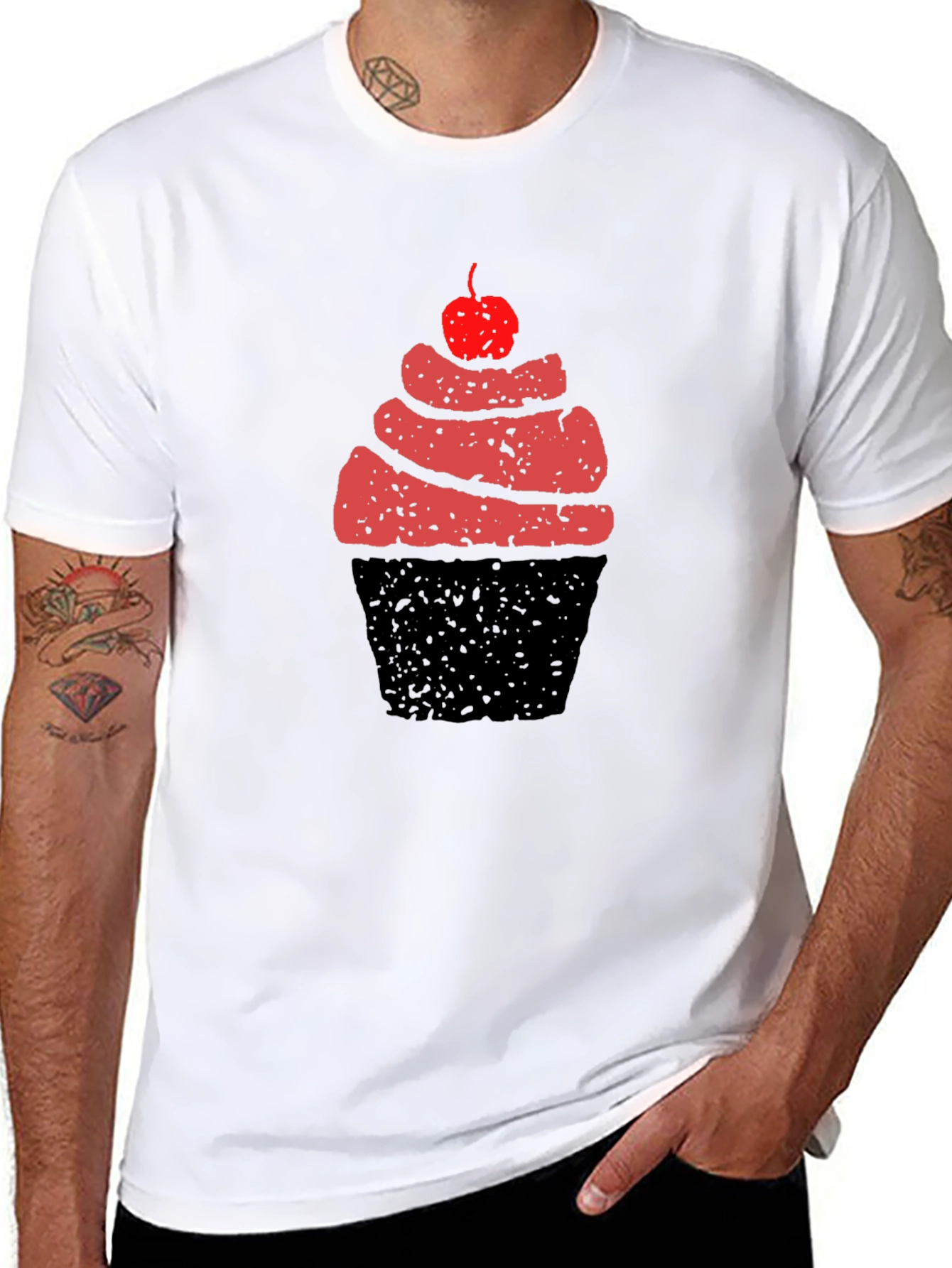 Cupcake Graphic Tee - Black Cotton T-Shirt