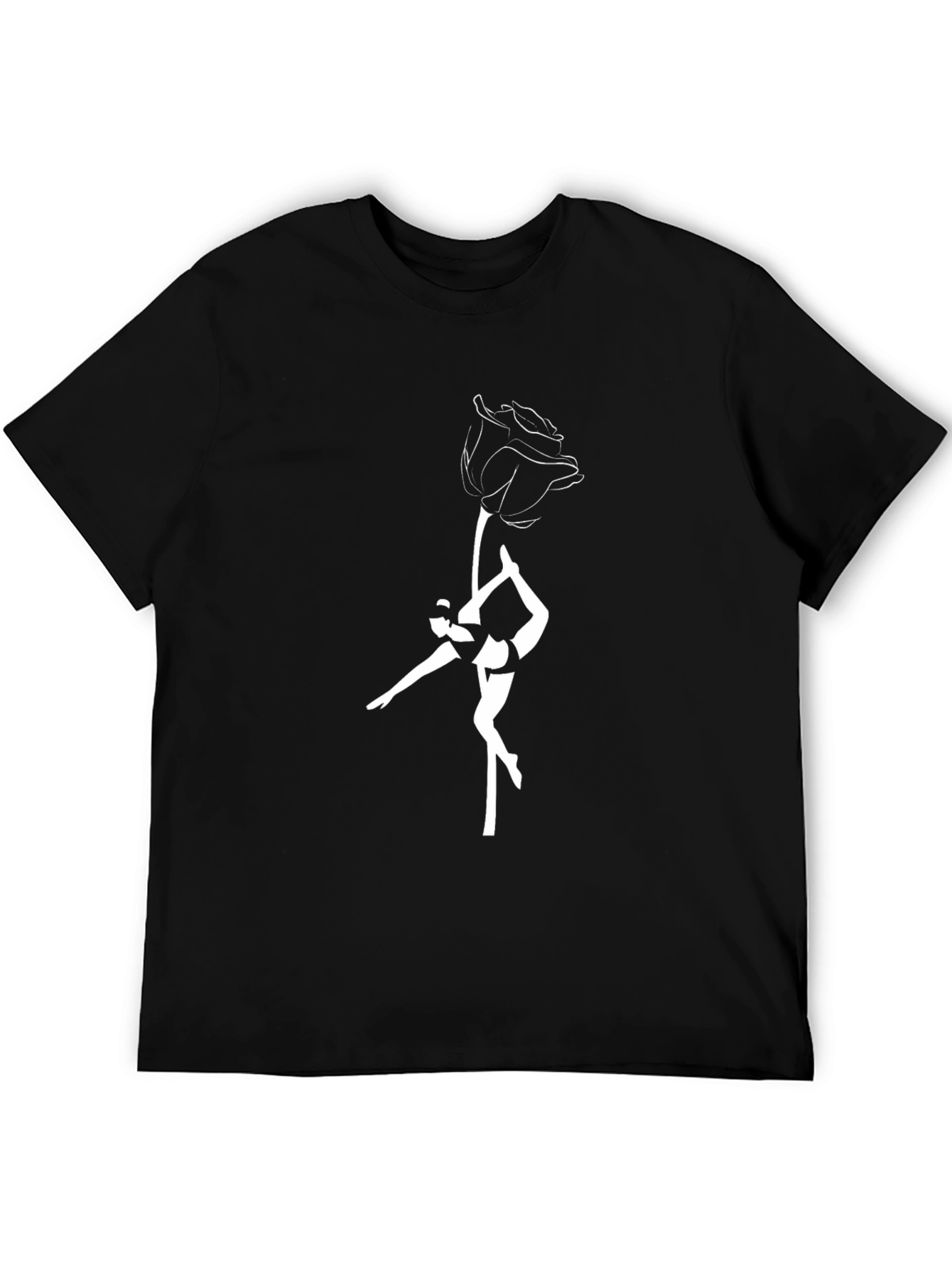 Black T-Shirt with Rose & Dancer Graphic Tee