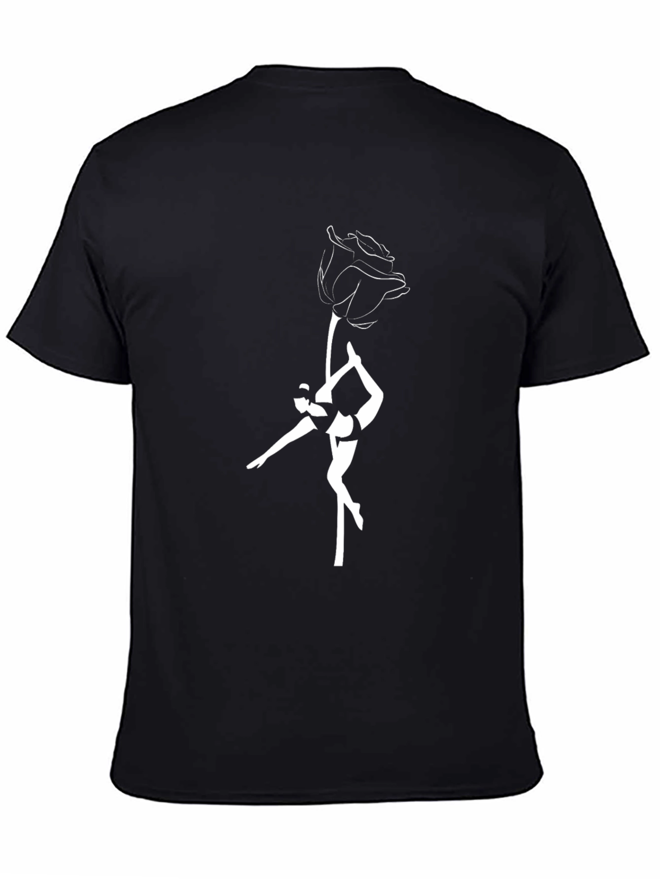 Black T-Shirt with Rose & Dancer Graphic Tee