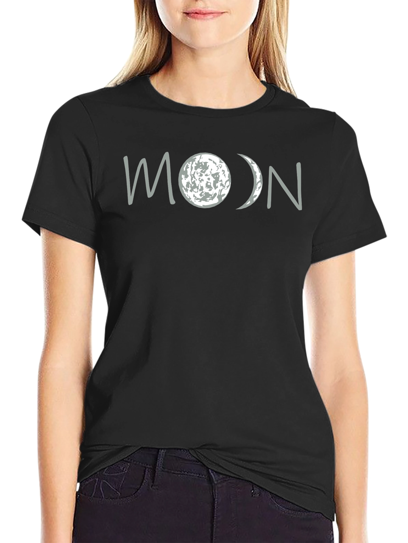 Mens Black Moon Phase Graphic T-Shirt