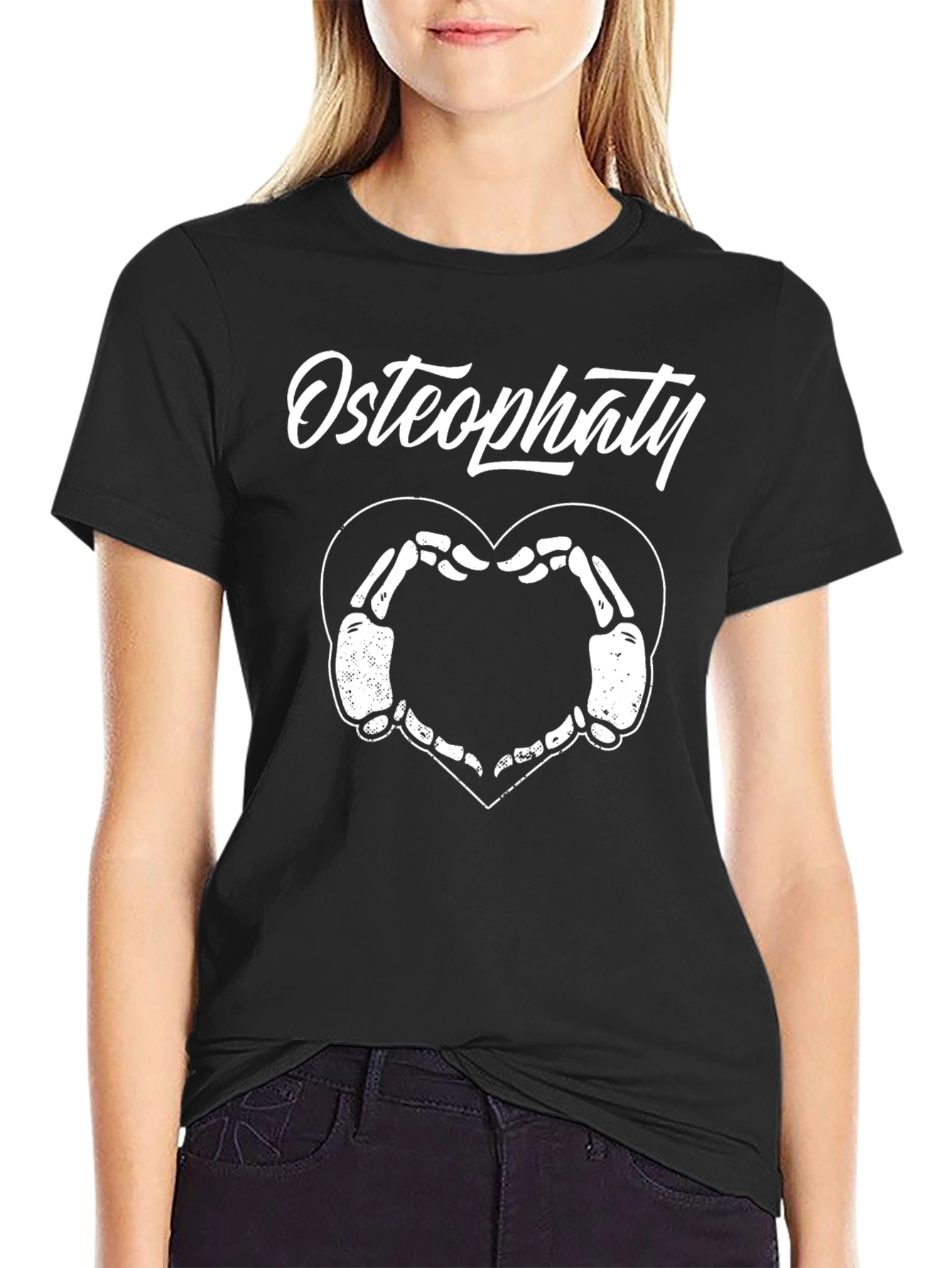 Osteopathy Heart Skeleton T-Shirt - Black