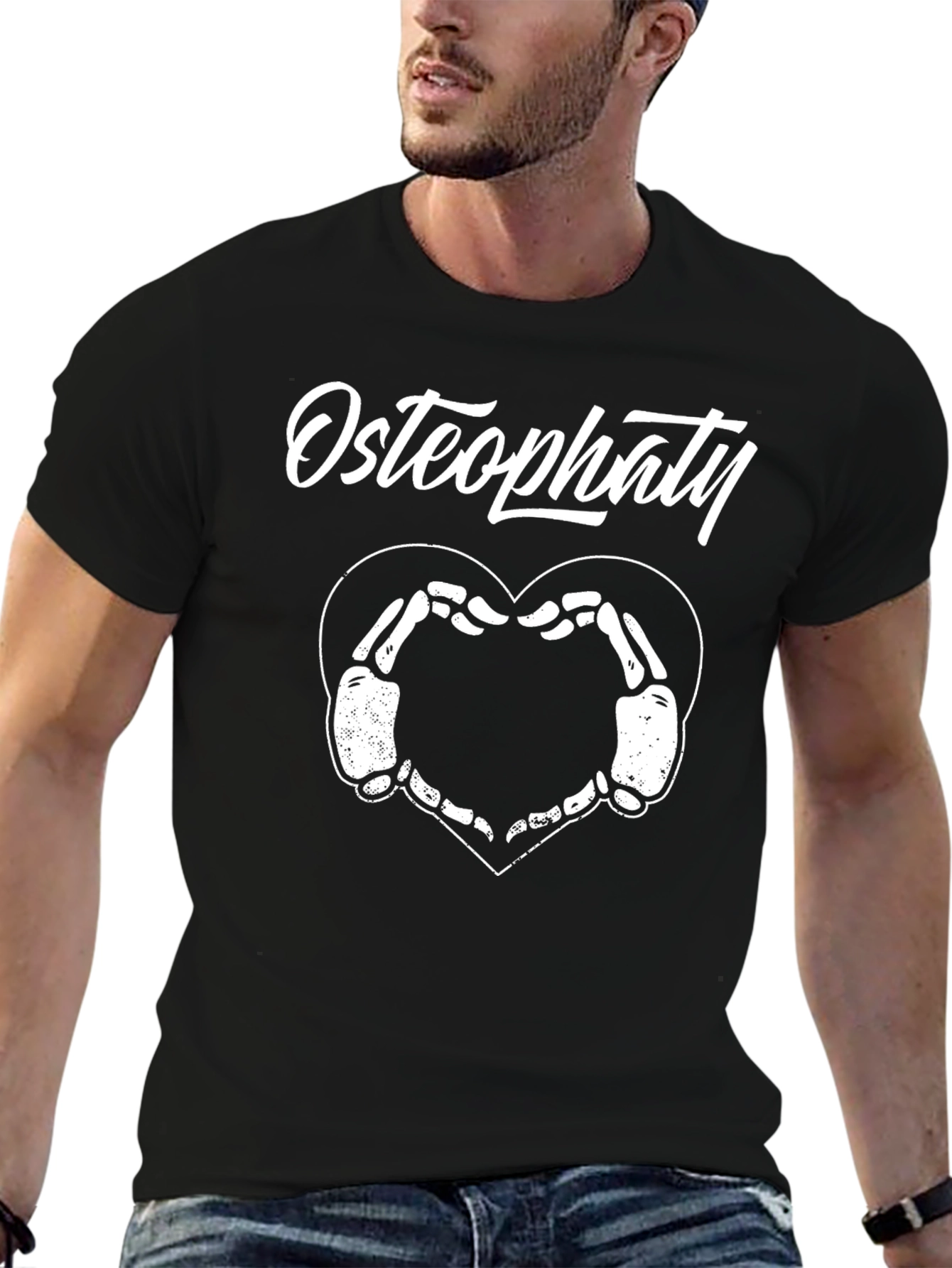 Osteopathy Heart Skeleton T-Shirt - Black