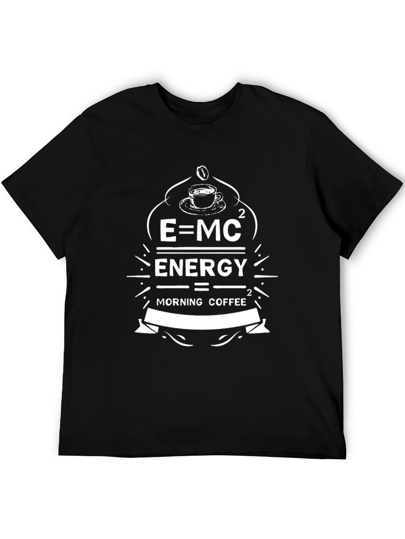 E=MC2 Energy Morning Coffee Mens Black T-Shirt