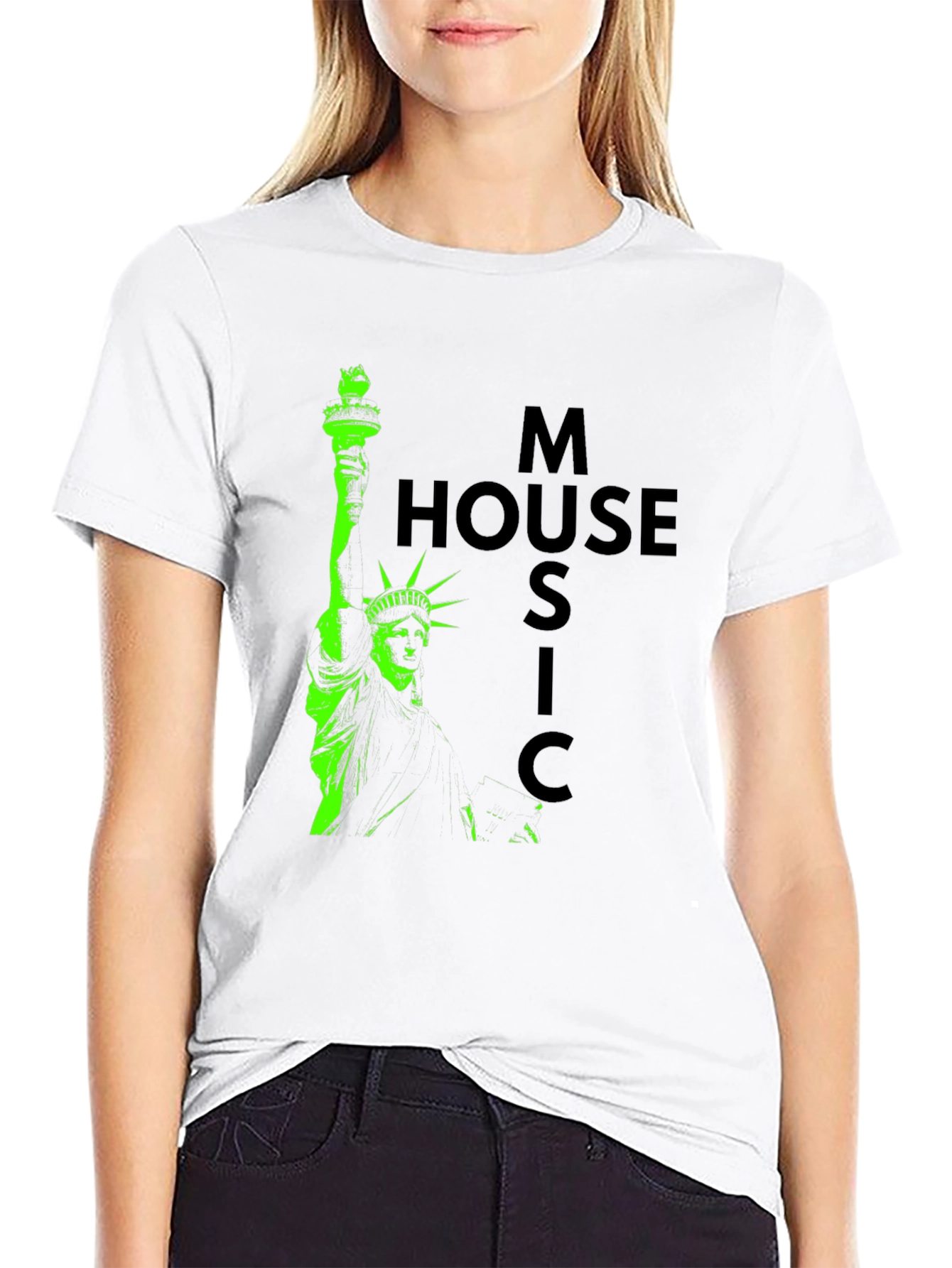 Statue of Liberty House Music Graphic Tee - Black
