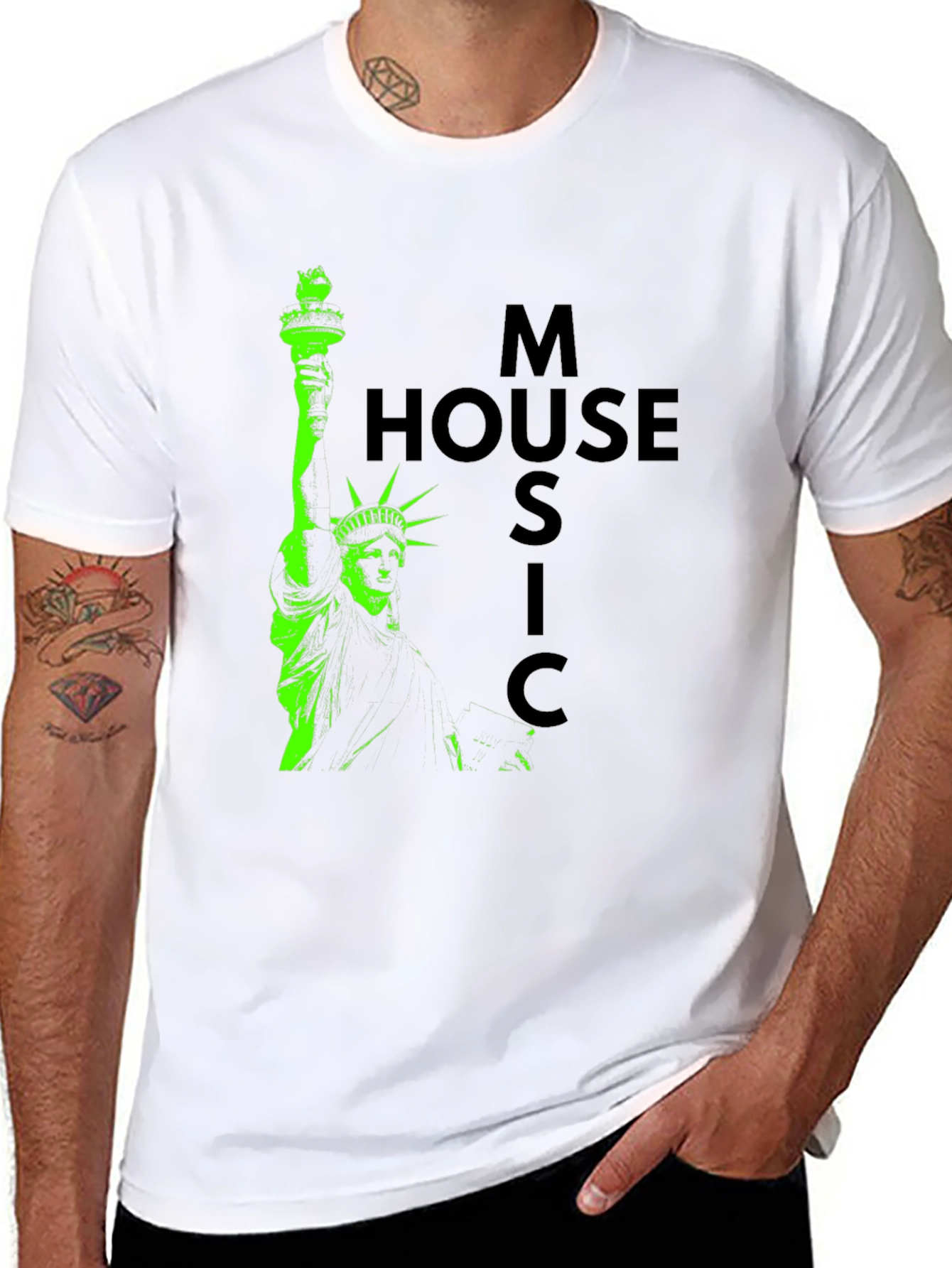 Statue of Liberty House Music Graphic Tee - Black