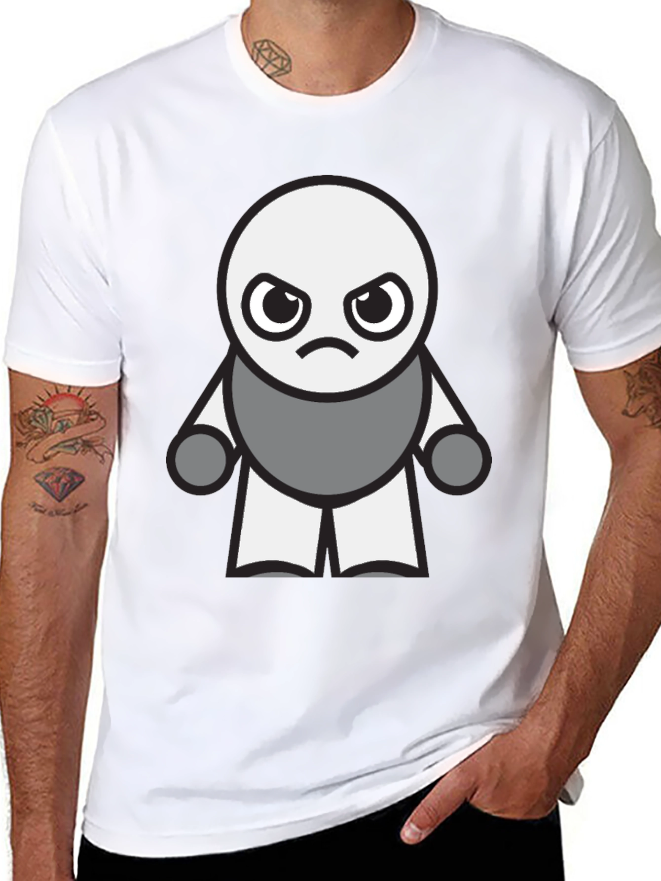 Grumpy Robot Graphic Tee - Black Cotton Blend