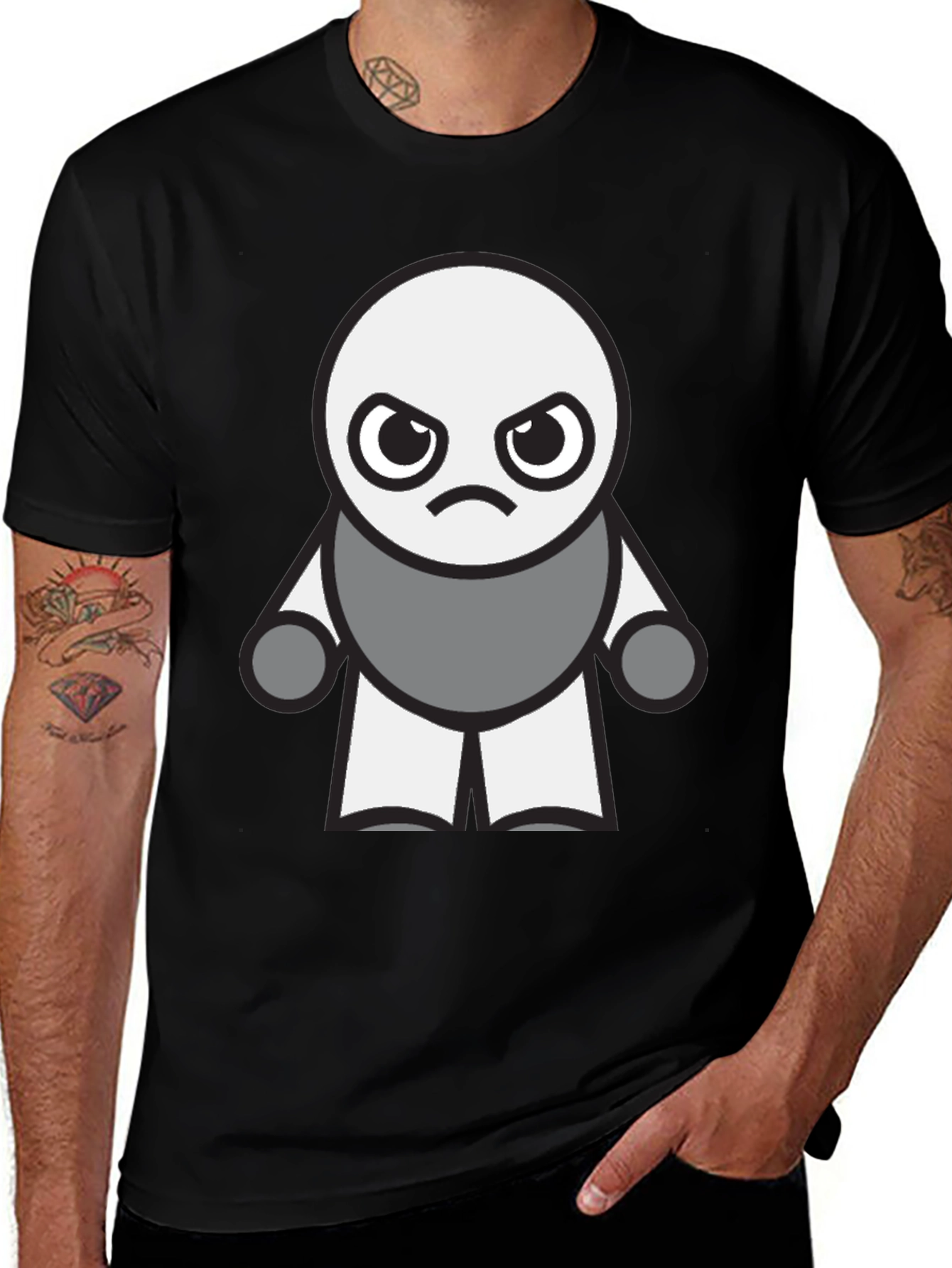 Grumpy Robot Graphic Tee - Black Cotton Blend