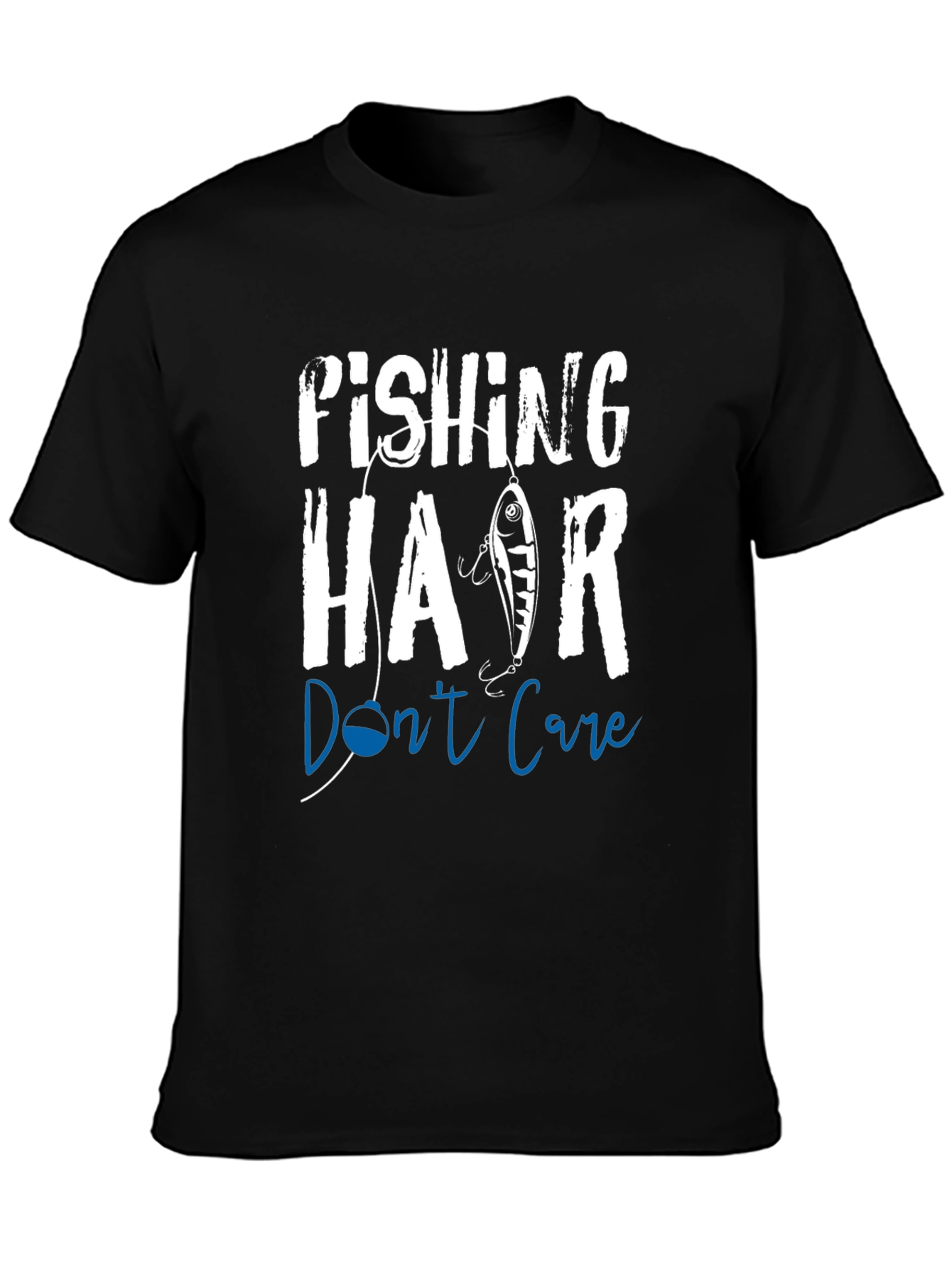 Fishing Hair Dont Care Graphic T-Shirt