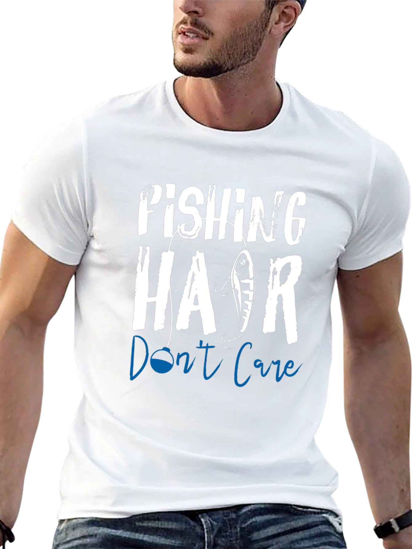Fishing Hair Dont Care Graphic T-Shirt