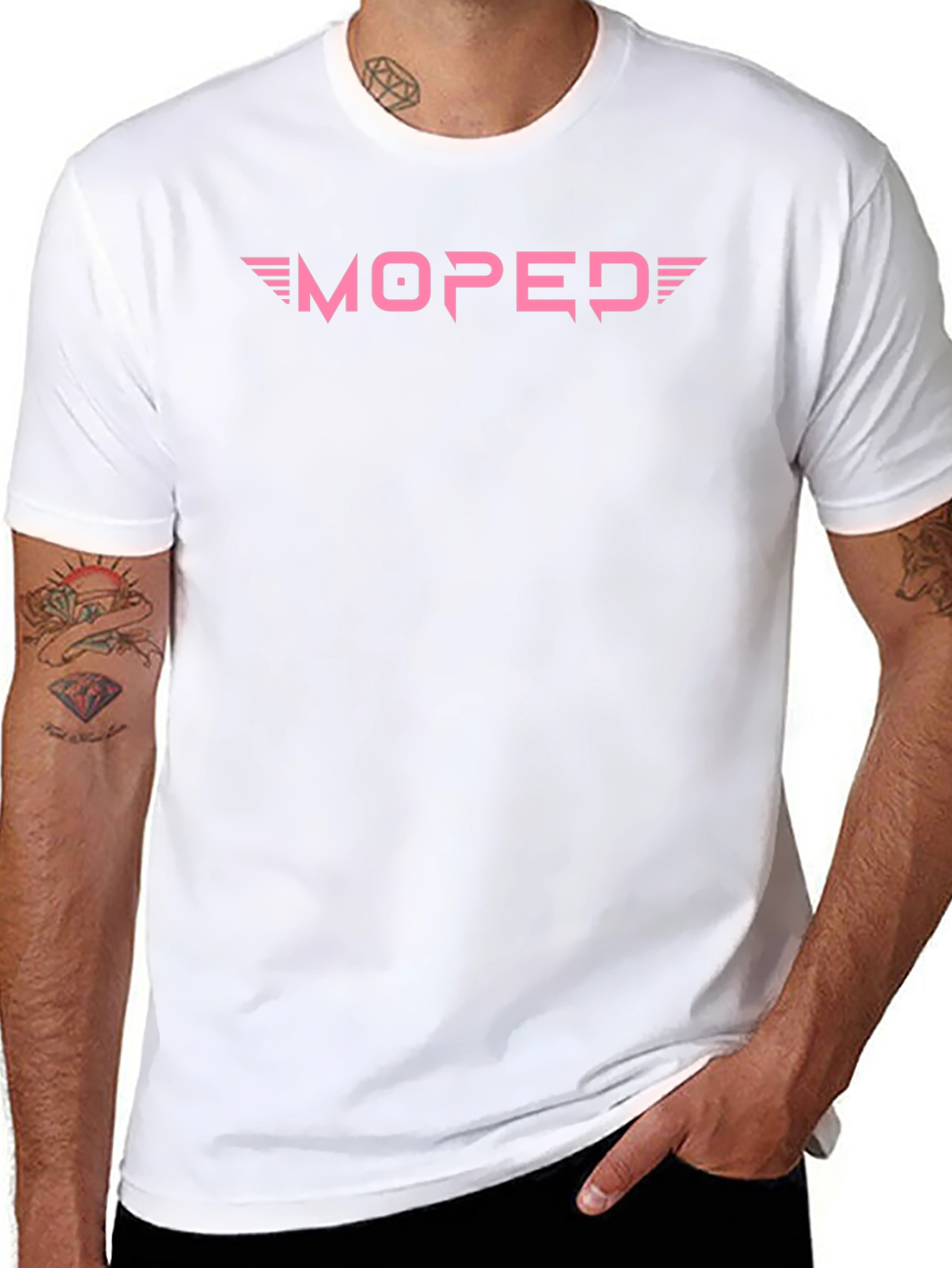 Pink Moped Graphic Black T-Shirt