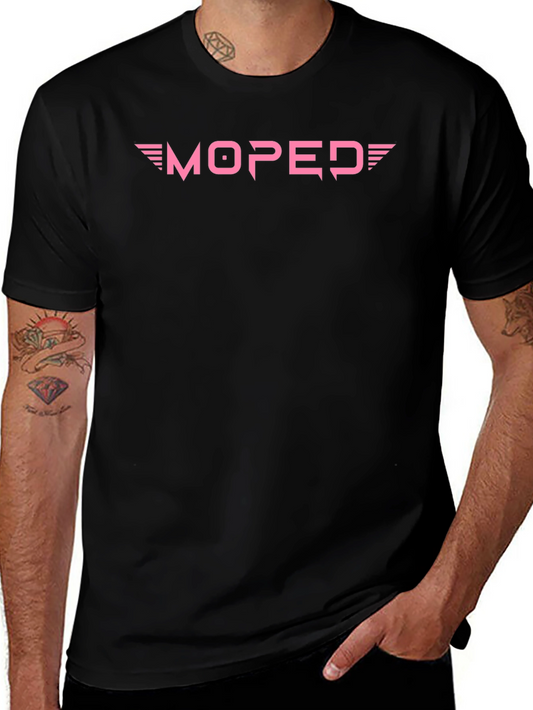 Pink Moped Graphic Black T-Shirt