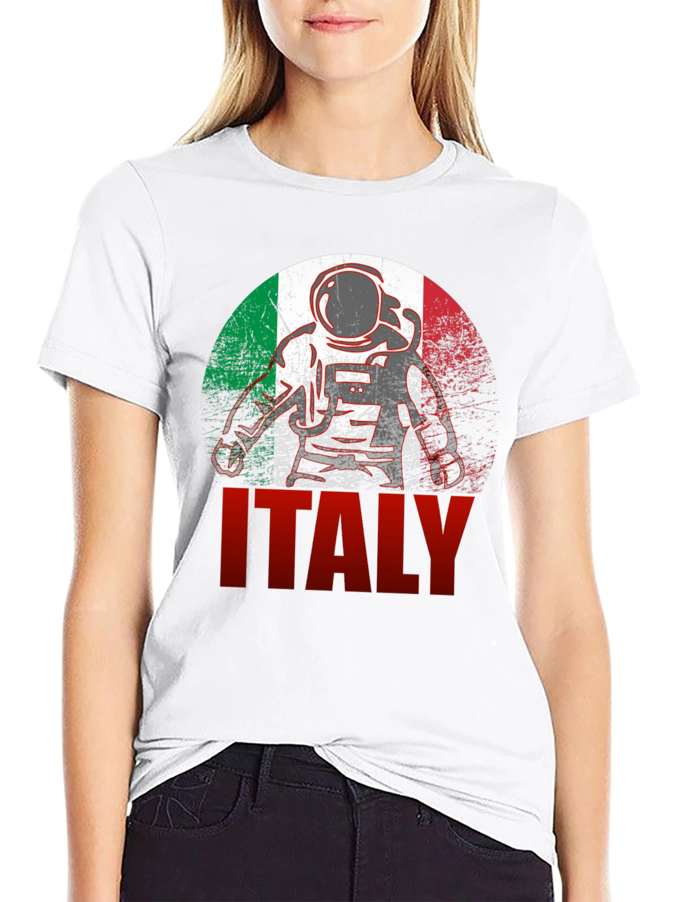Italy Astronaut Flag Graphic T-Shirt