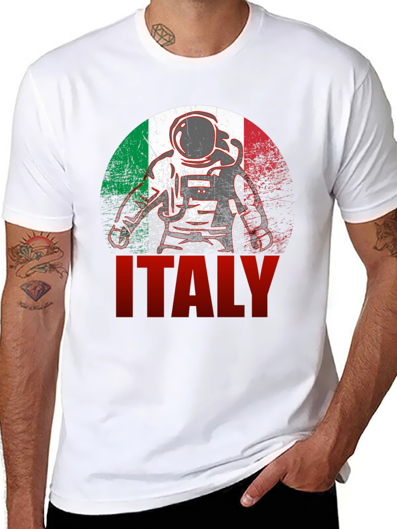 Italy Astronaut Flag Graphic T-Shirt