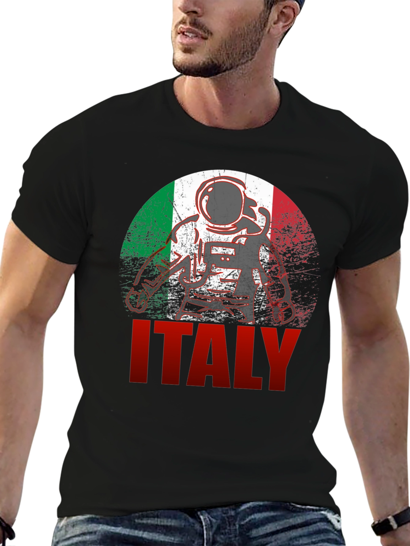 Italy Astronaut Flag Graphic T-Shirt