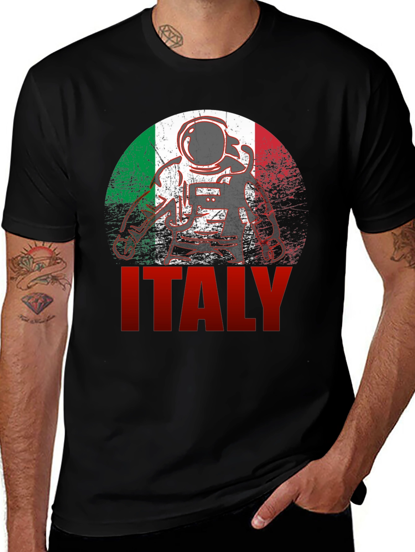 Italy Astronaut Flag Graphic T-Shirt