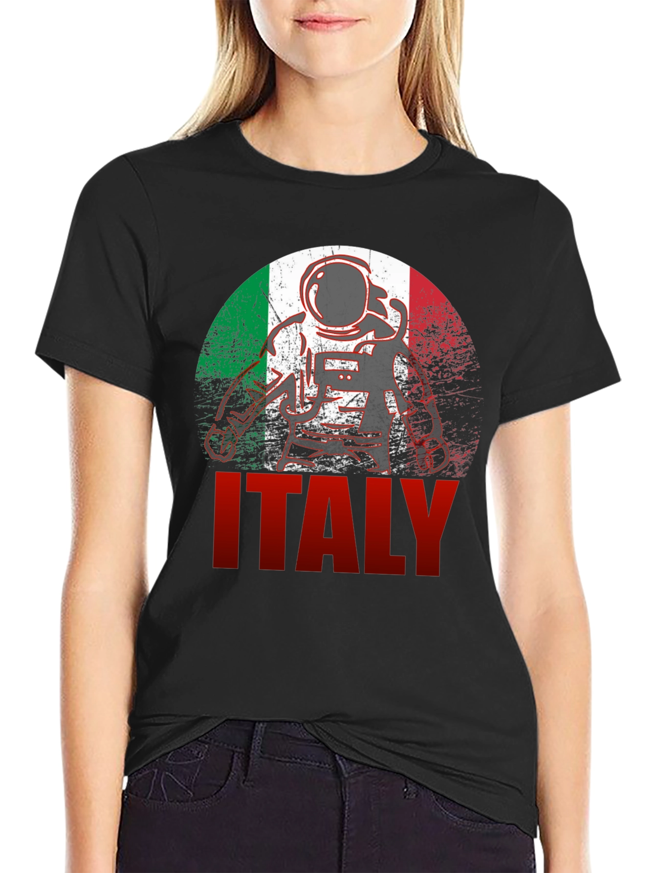 Italy Astronaut Flag Graphic T-Shirt