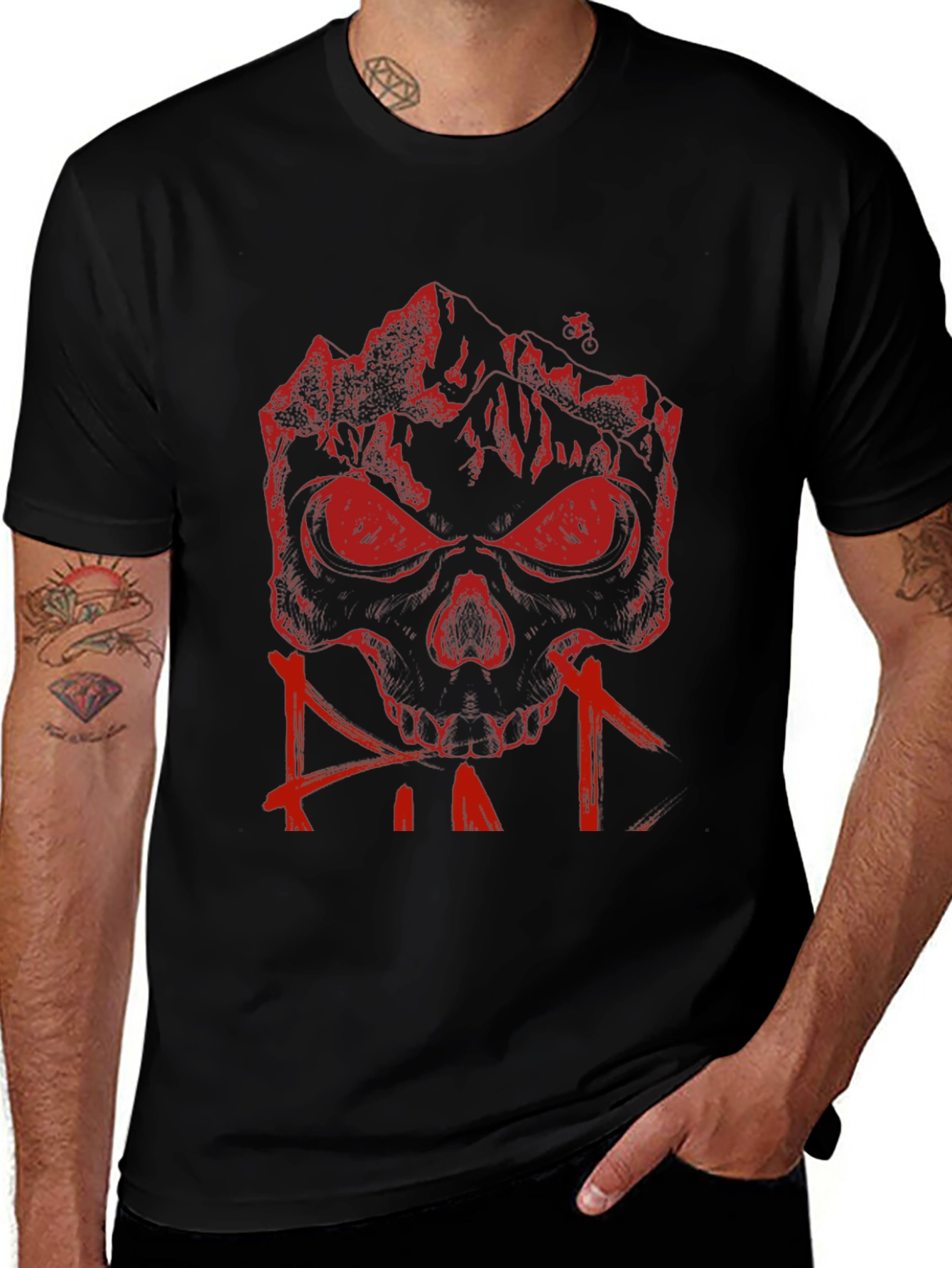 Mountain Skull Graphic Tee - Black