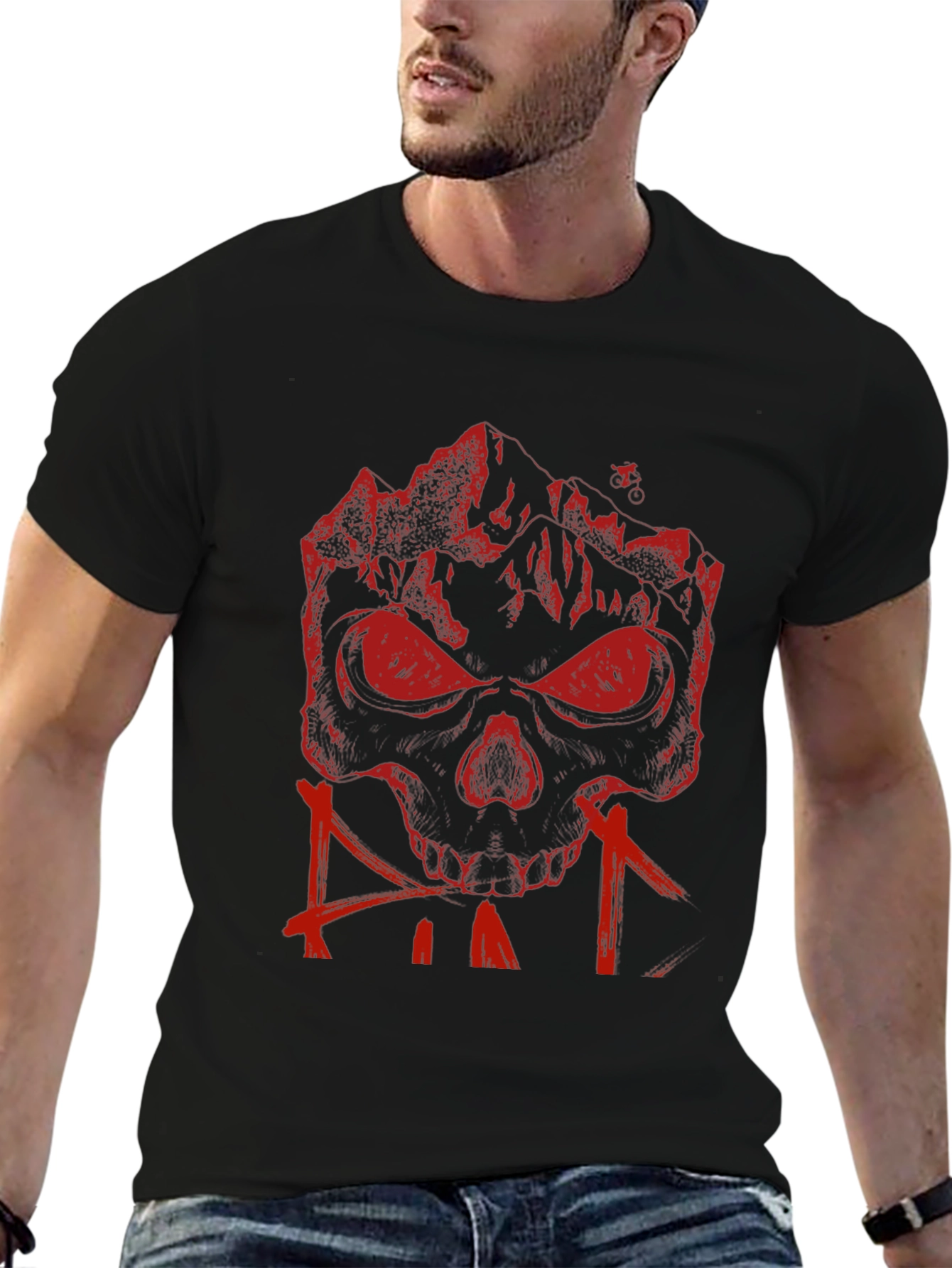 Mountain Skull Graphic Tee - Black