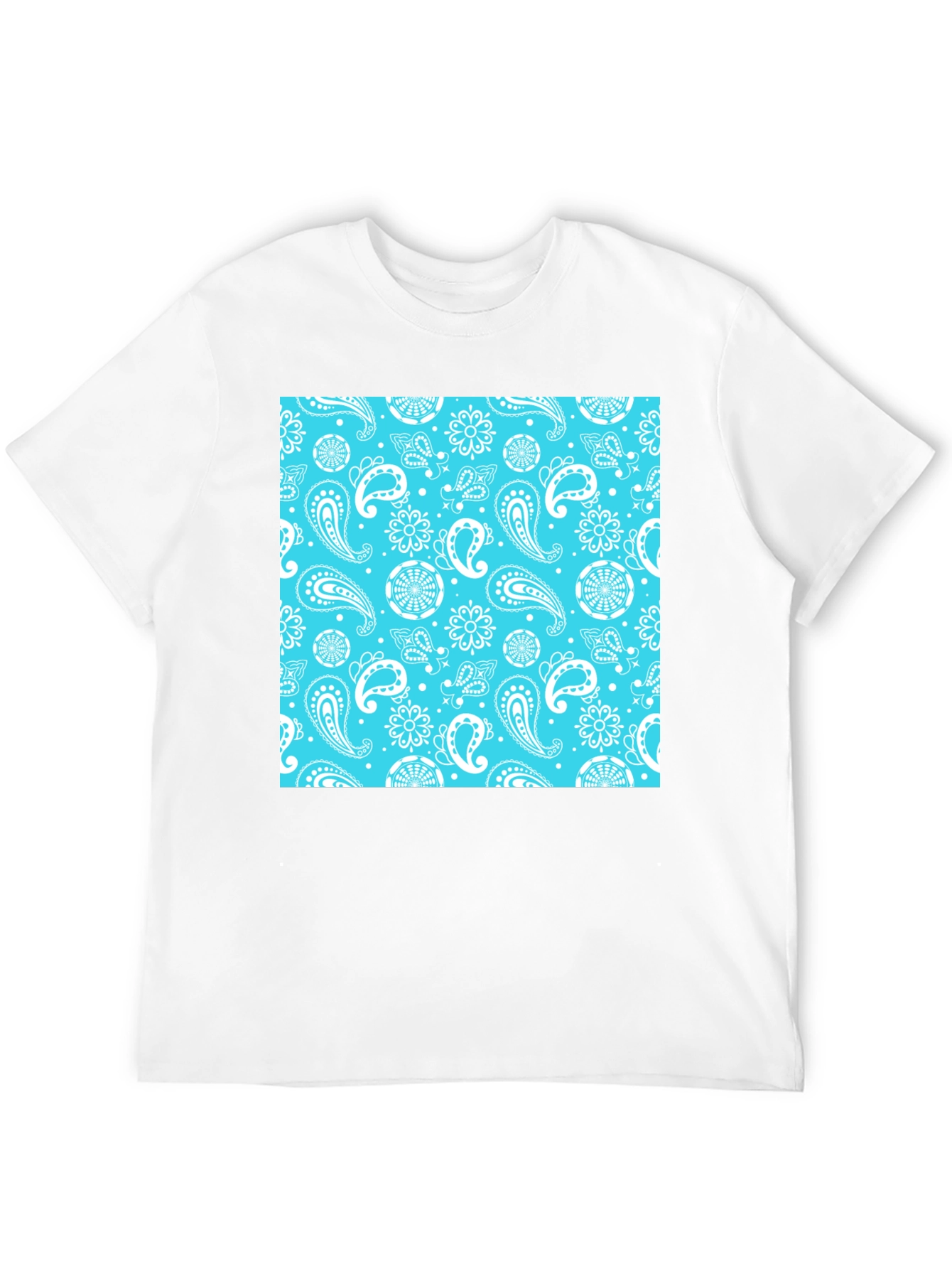 Black Tee with Blue Bandana Print