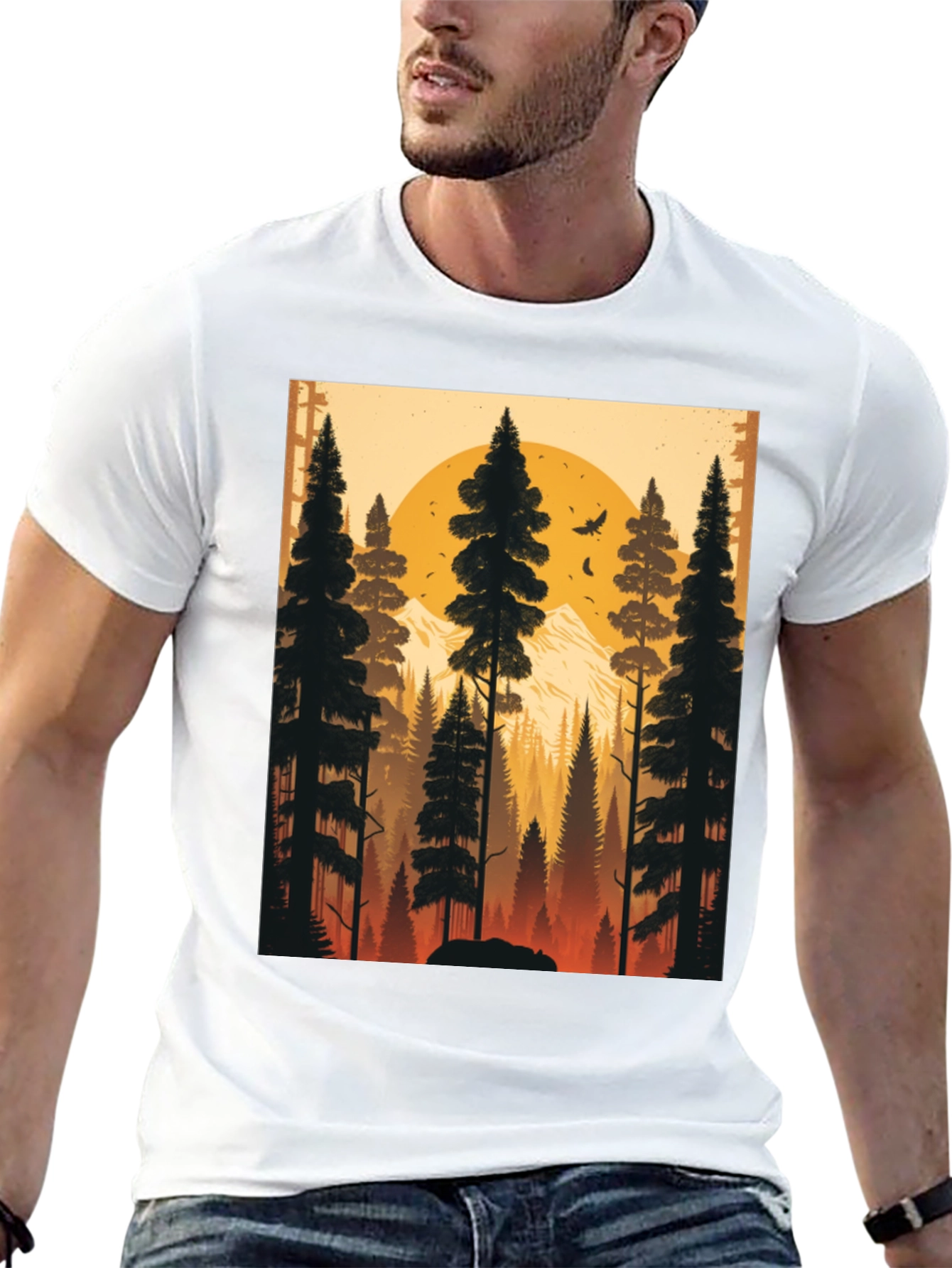 Nature Sunset Graphic Tee - Mens Black T-Shirt
