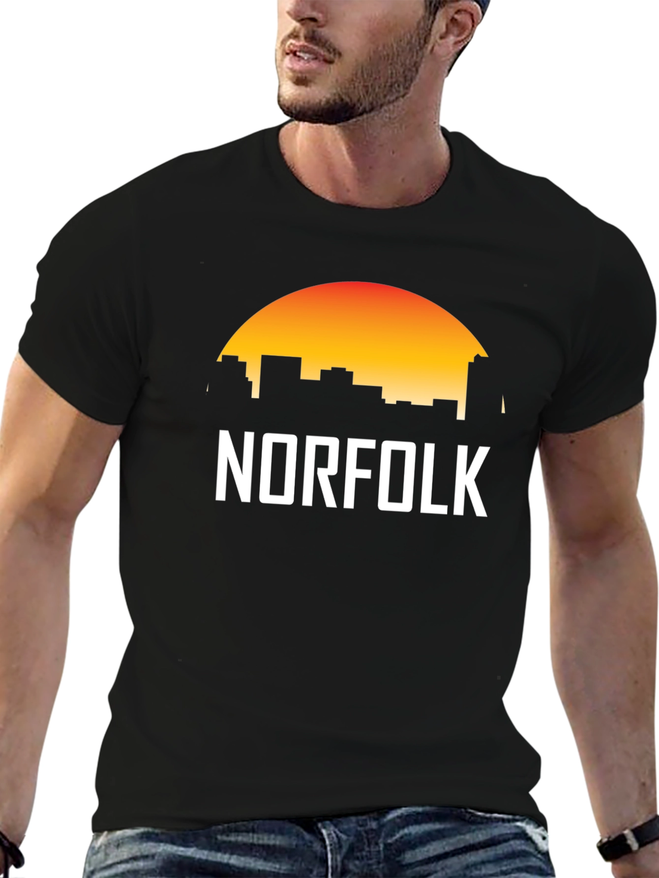 Norfolk Skyline Graphic Tee - Sunset Cityscape T-Shirt
