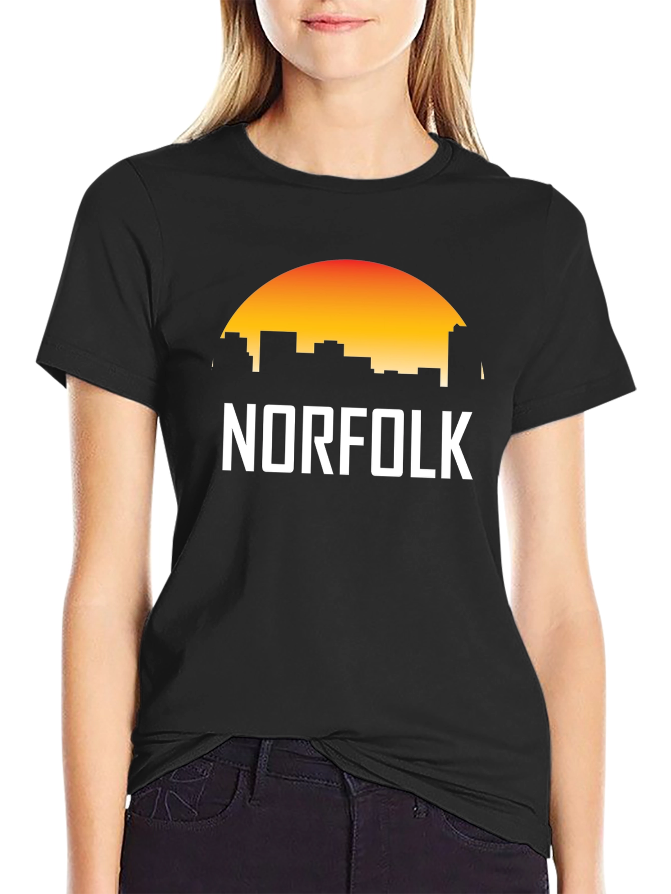 Norfolk Skyline Graphic Tee - Sunset Cityscape T-Shirt