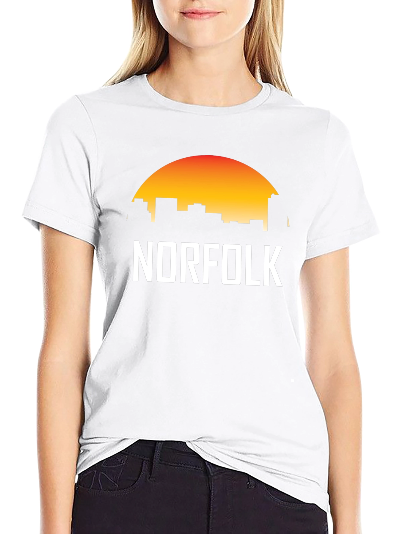 Norfolk Skyline Graphic Tee - Sunset Cityscape T-Shirt