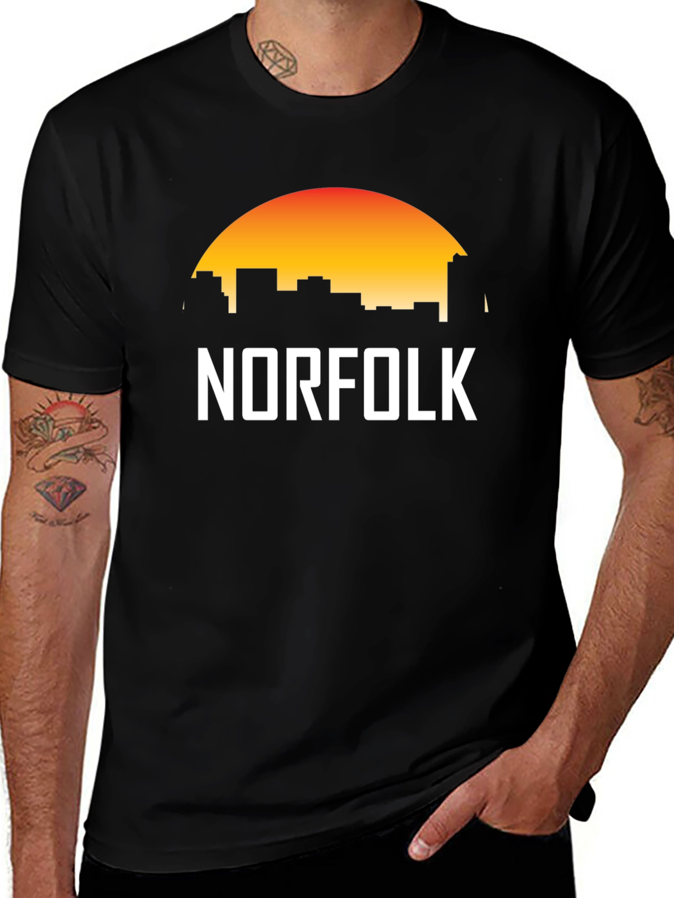 Norfolk Skyline Graphic Tee - Sunset Cityscape T-Shirt