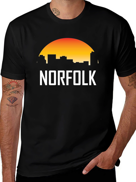 Norfolk Skyline Graphic Tee - Sunset Cityscape T-Shirt