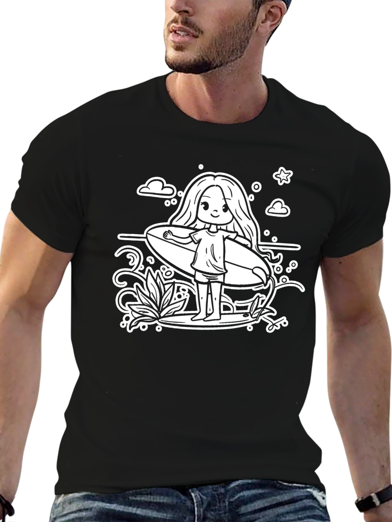 Surfer Girl Graphic Tee - Relaxed Style